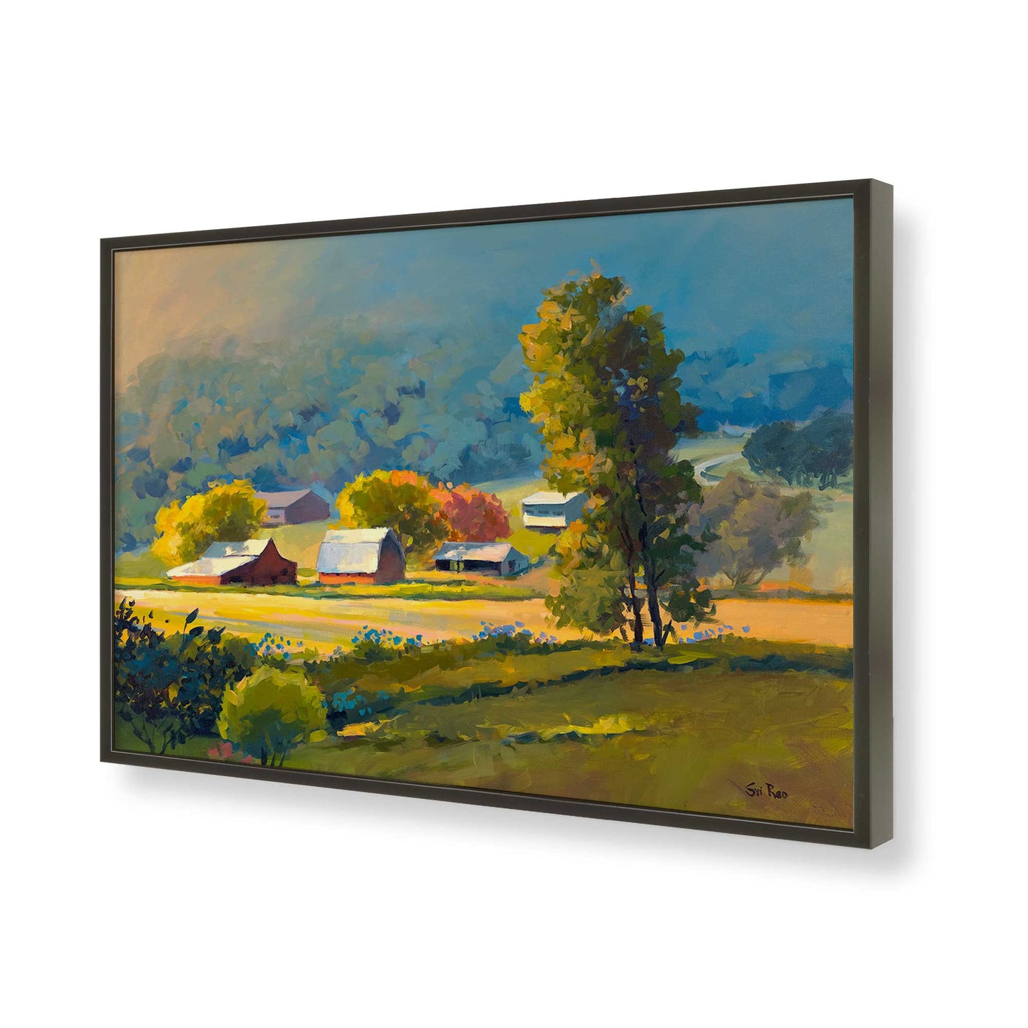 [Color:Satin Black], Picture of art in a Satin Black frame of the corner