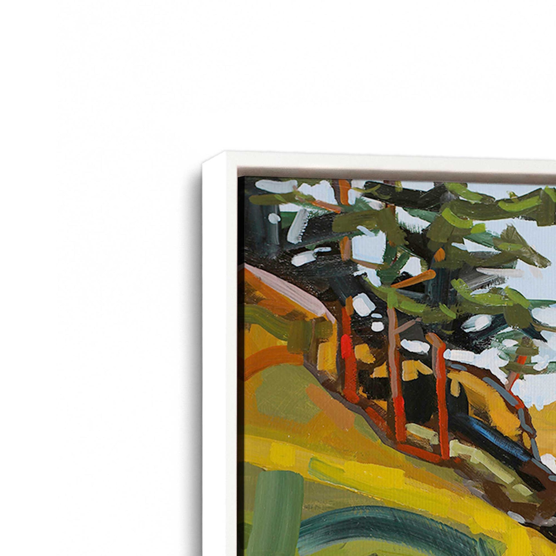 [Color:Opaque White], Picture of art in a White frame at an angle
