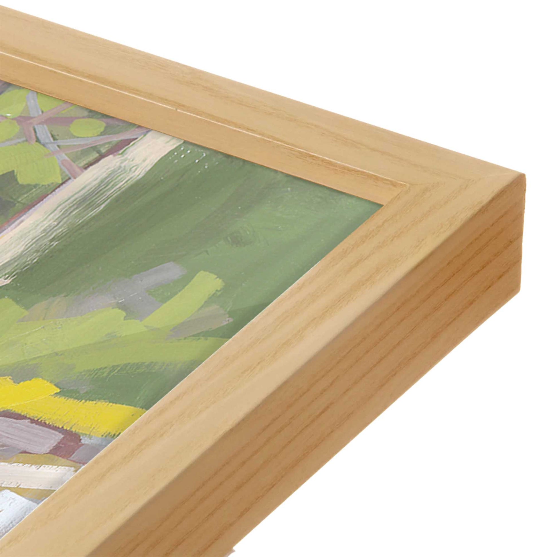 [Color:American Maple], Picture of art in a American Maple frame at an angle