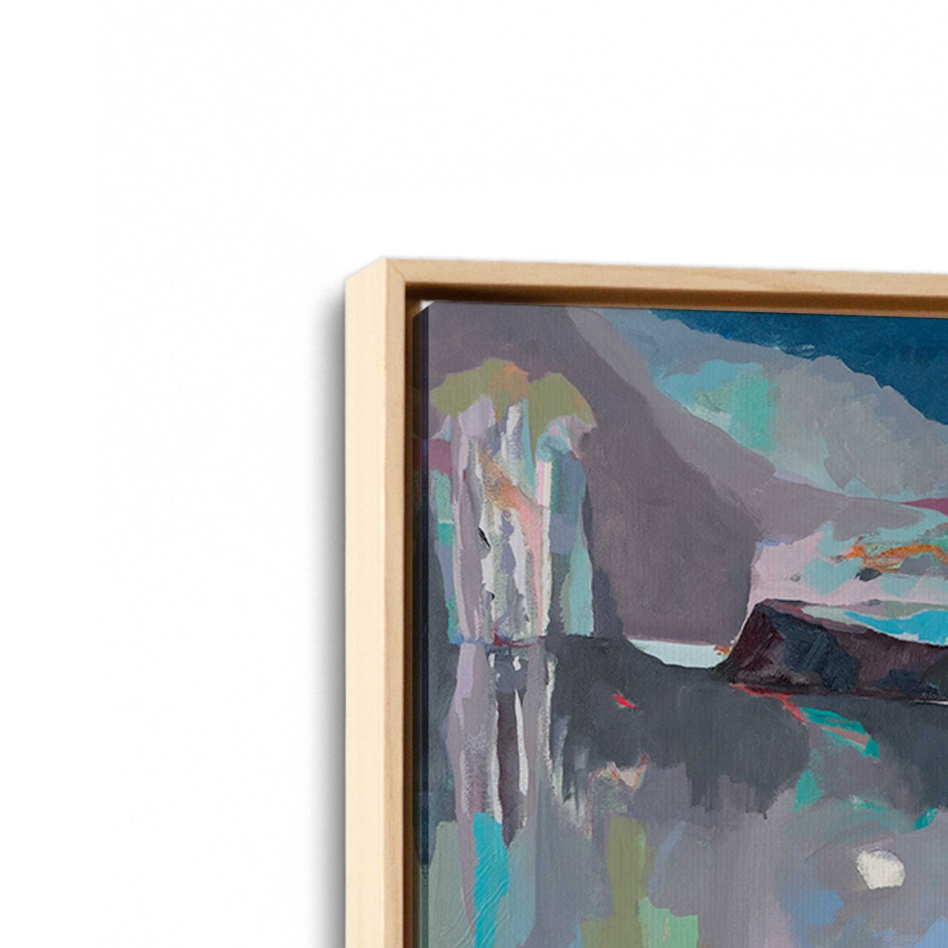 [Color:American Maple], Picture of art in a American Maple frame at an angle