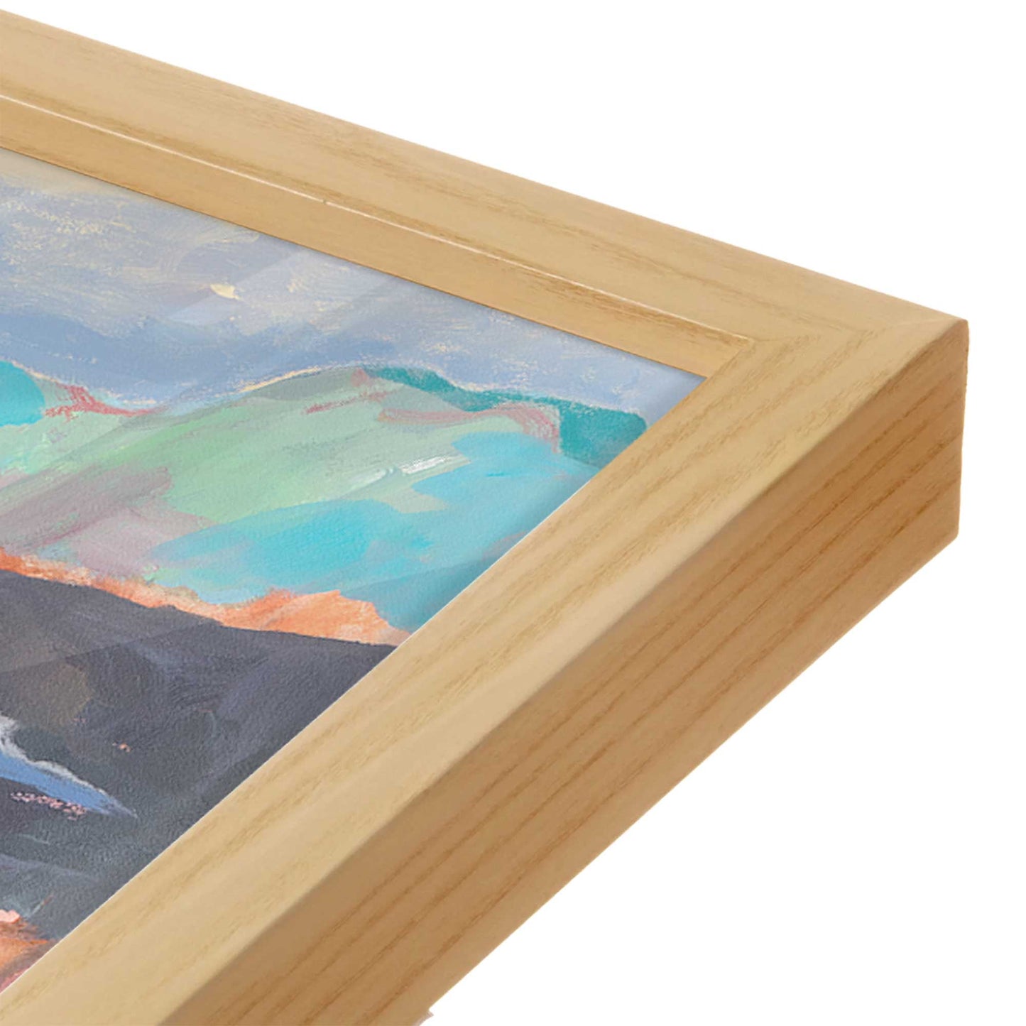 [Color:American Maple], Picture of art in a American Maple frame at an angle