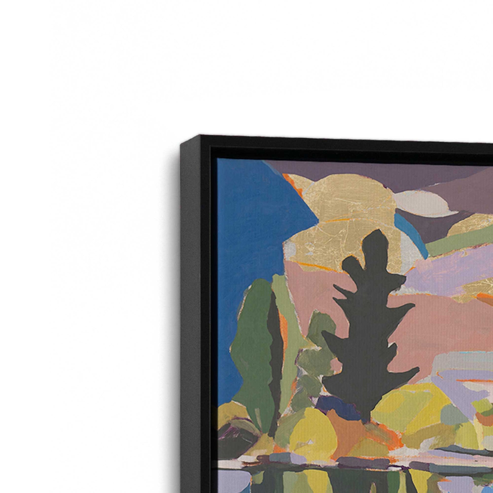 [Color:Satin Black], Picture of art in a Satin Black frame at an angle