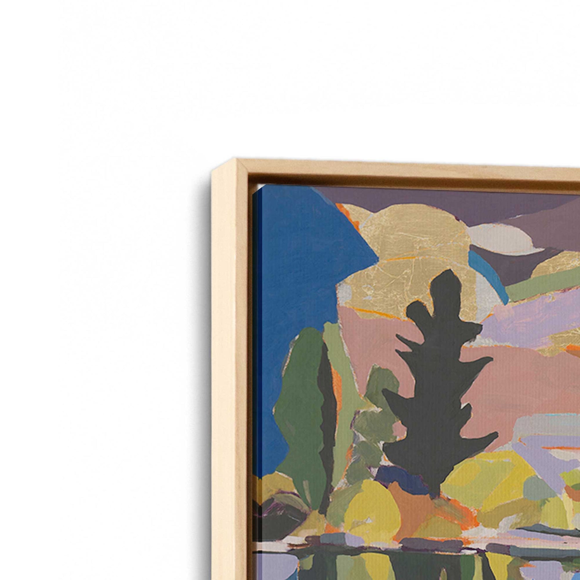 [Color:American Maple], Picture of art in a American Maple frame at an angle