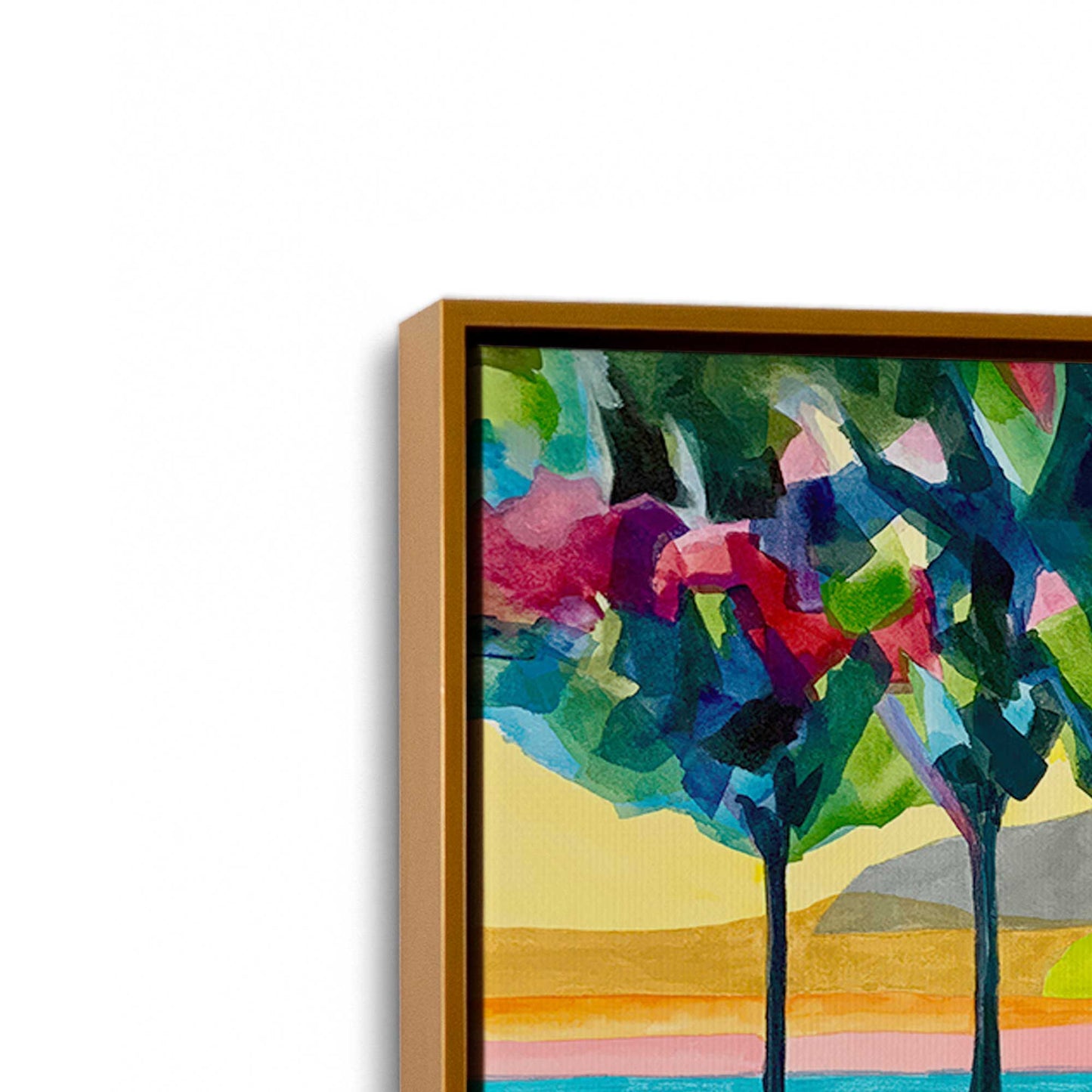 [Color:Polished Gold], Picture of art in a Polished Gold frame at an angle