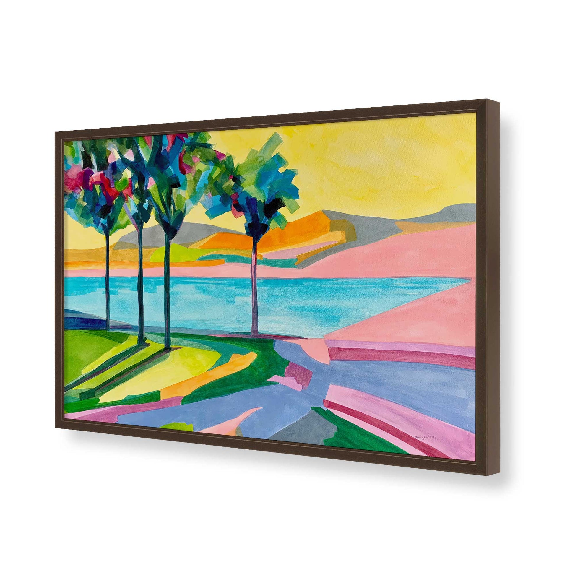 [Color:Brown], Picture of art in a Brown frame of the corner
