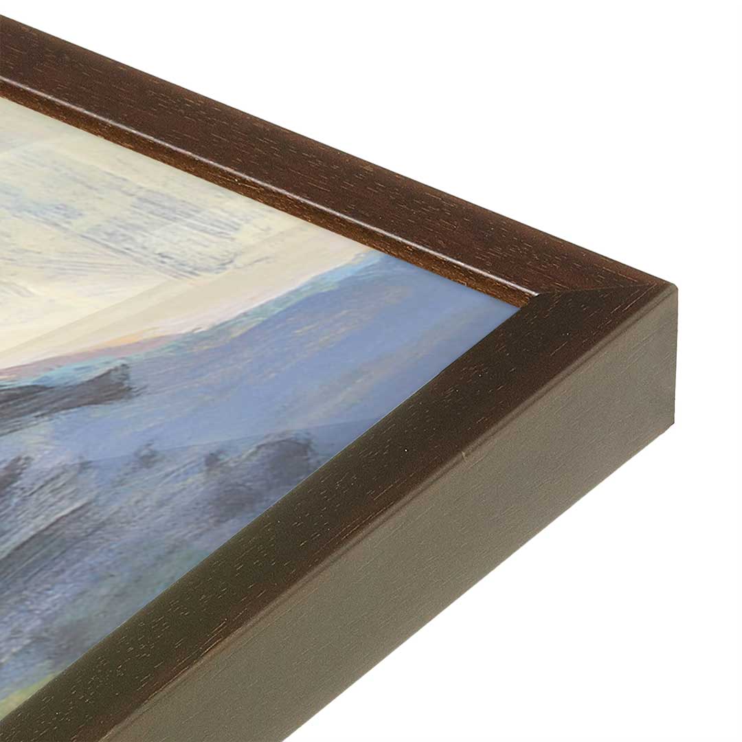 [Color:Brown], Picture of art in a Brown frame at an angle