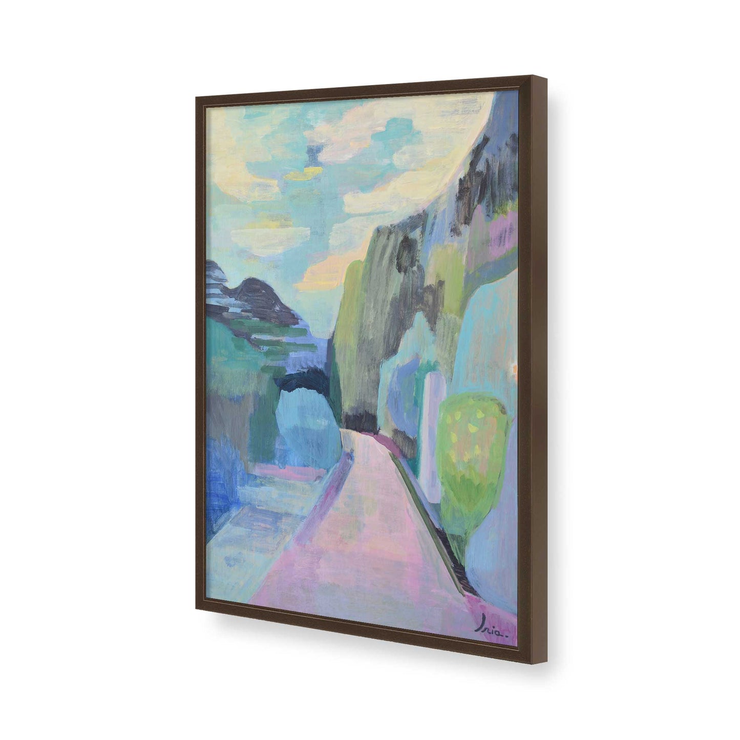 [Color:Brown], Picture of art in a Brown frame of the corner