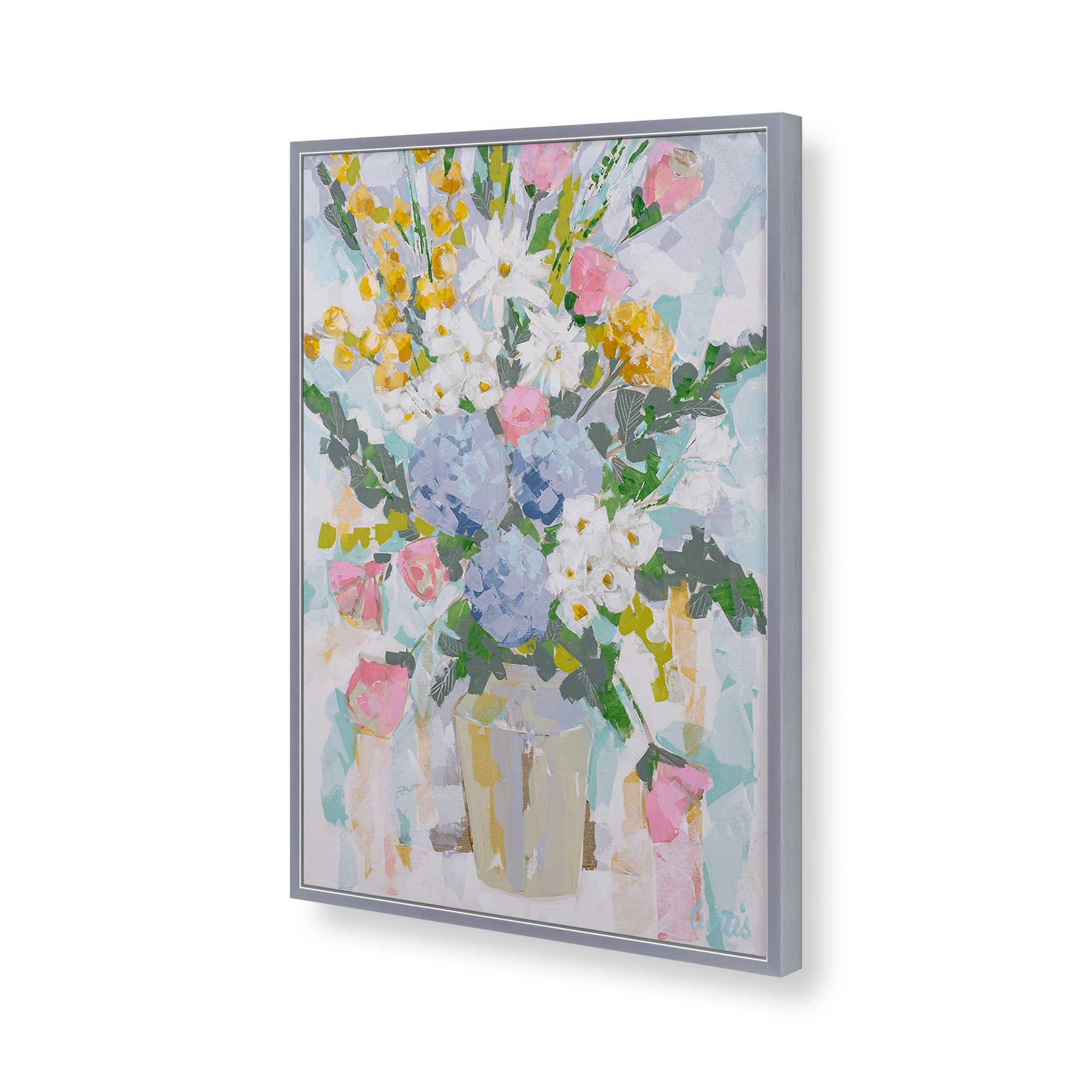 [Color:Polished Chrome], Picture of art in a Polished Chrome frame of the corner