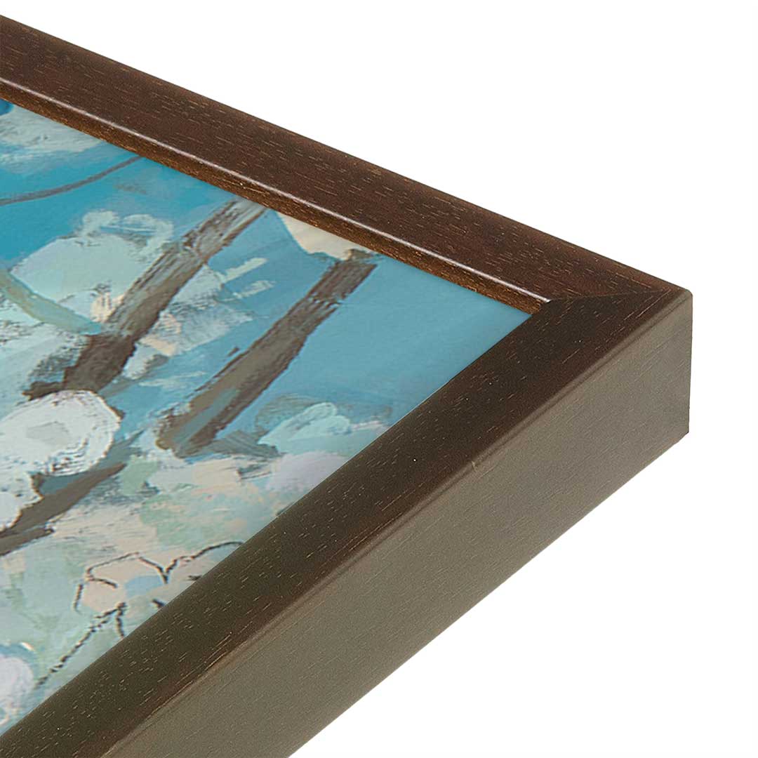 [Color:Brown], Picture of art in a Brown frame at an angle