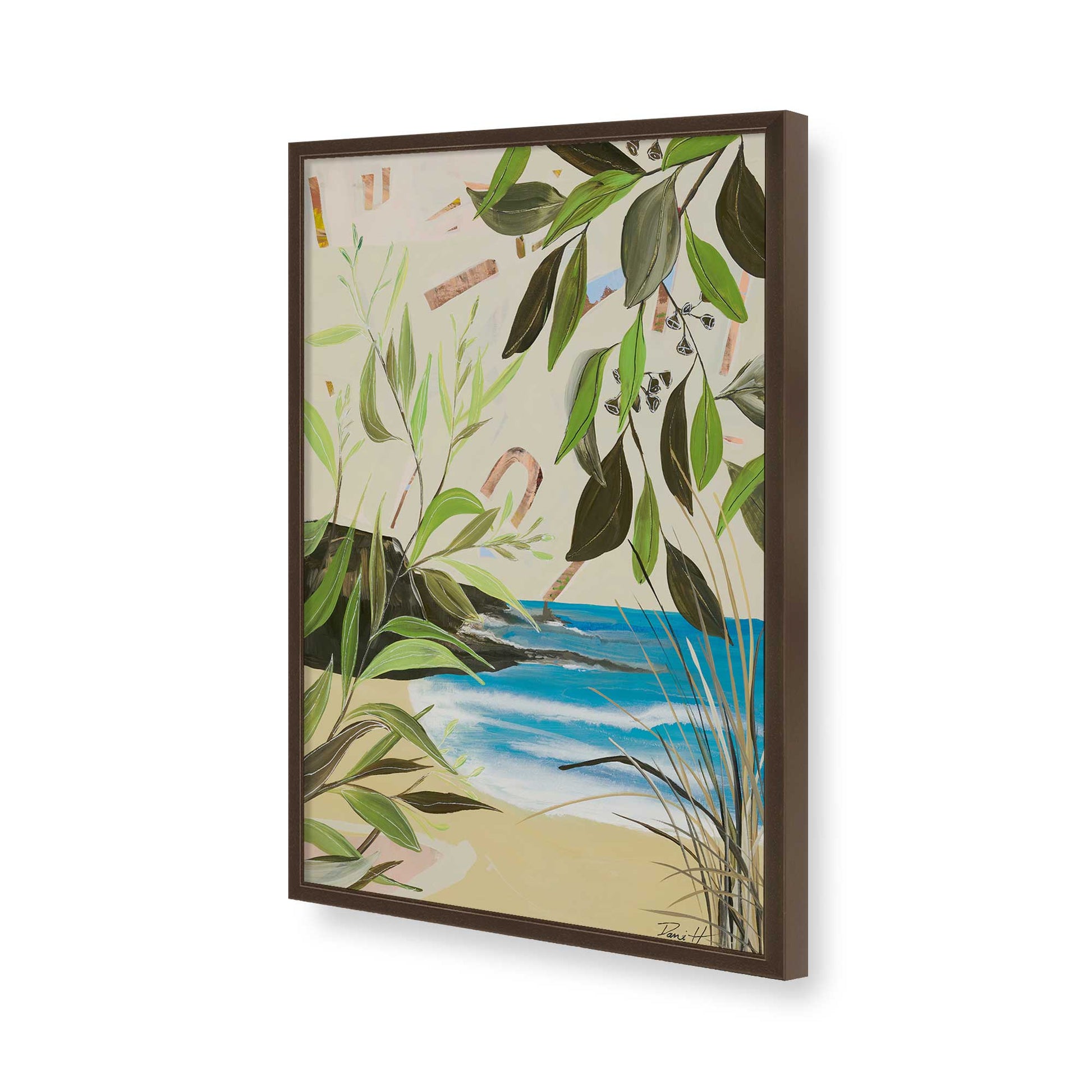 [Color:Brown], Picture of art in a Brown frame of the corner