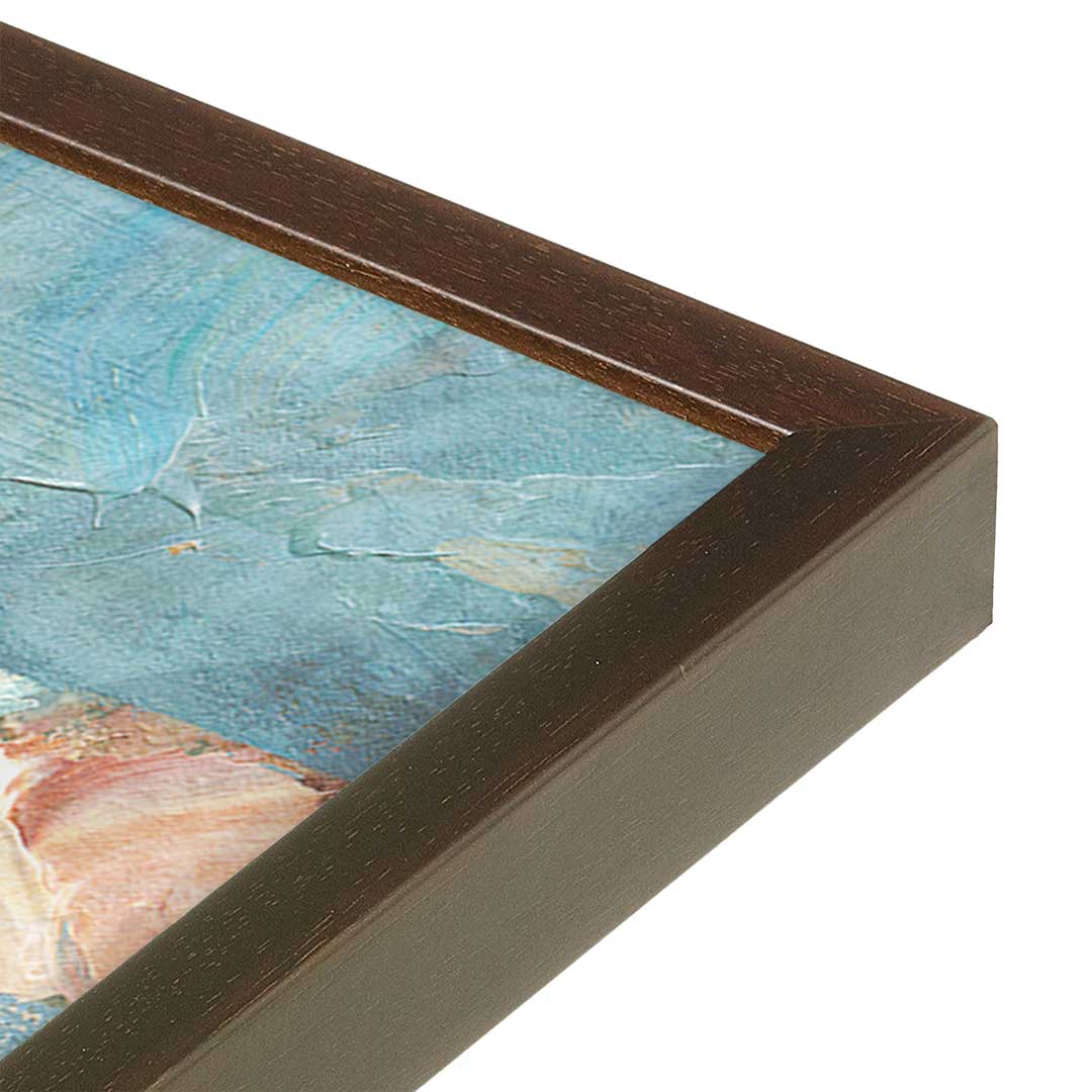 [Color:Brown], Picture of art in a Brown frame at an angle