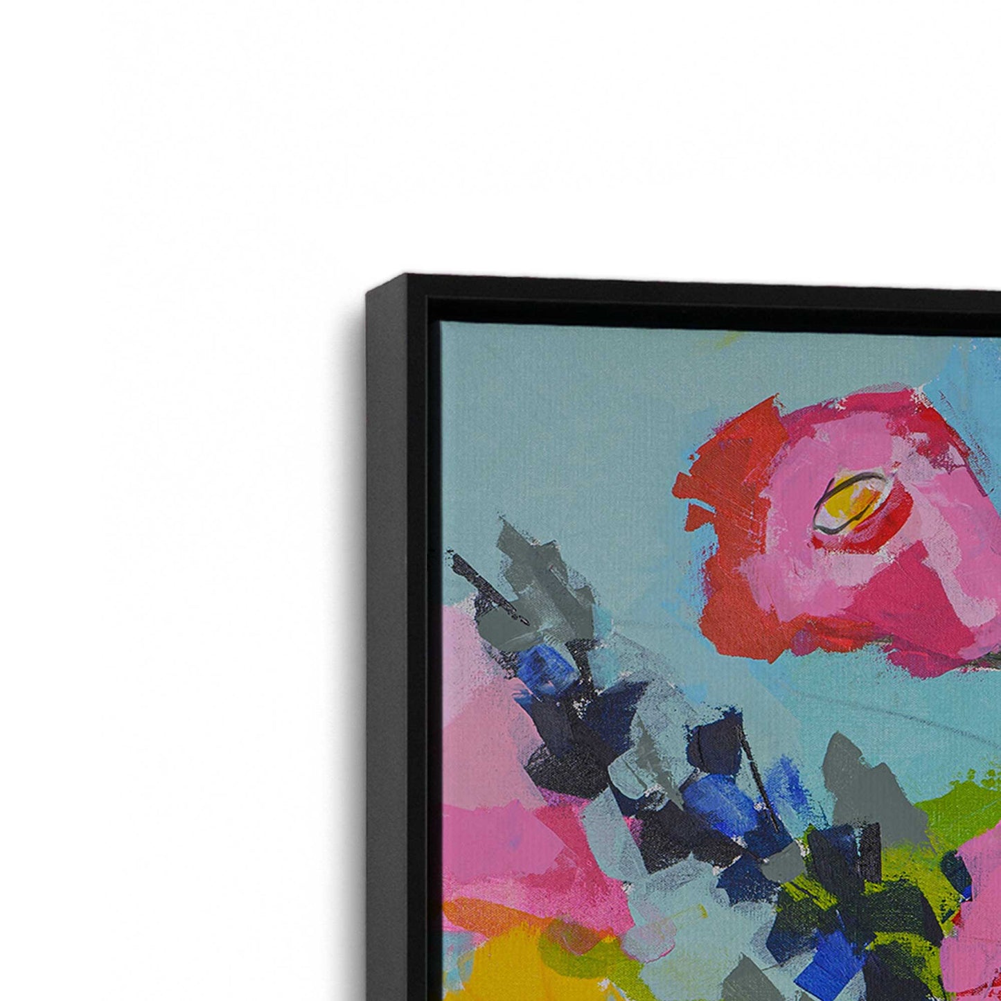 [Color:Satin Black], Picture of art in a Satin Black frame at an angle