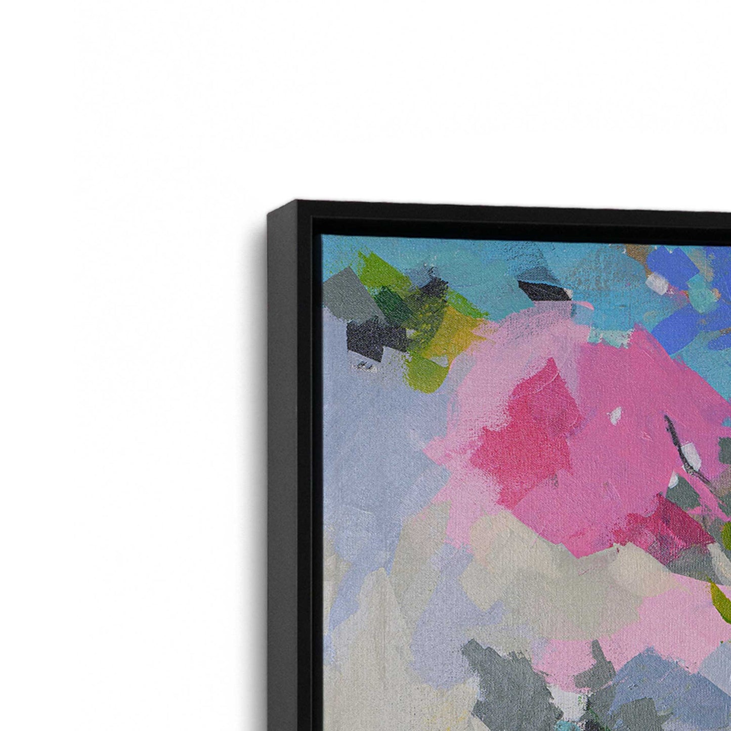 [Color:Satin Black], Picture of art in a Satin Black frame at an angle