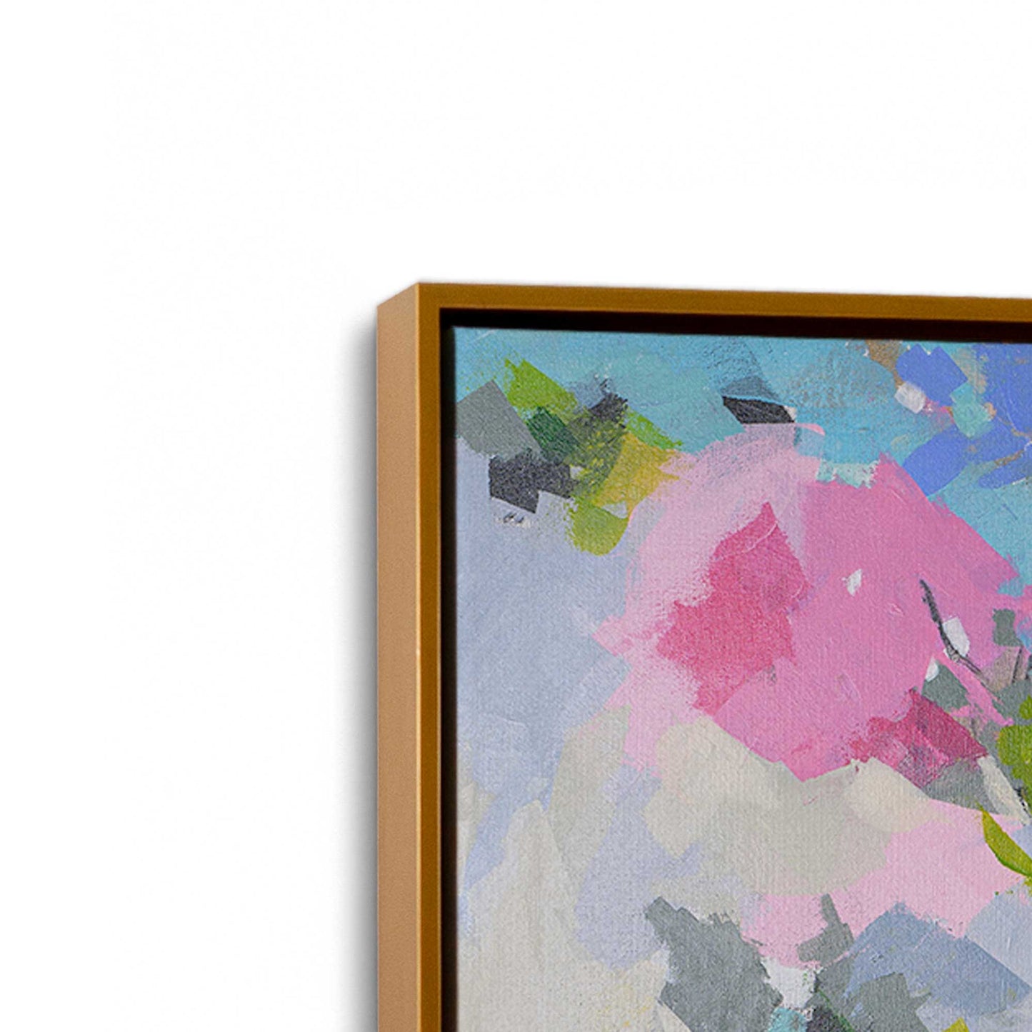 [Color:Polished Gold], Picture of art in a Polished Gold frame at an angle