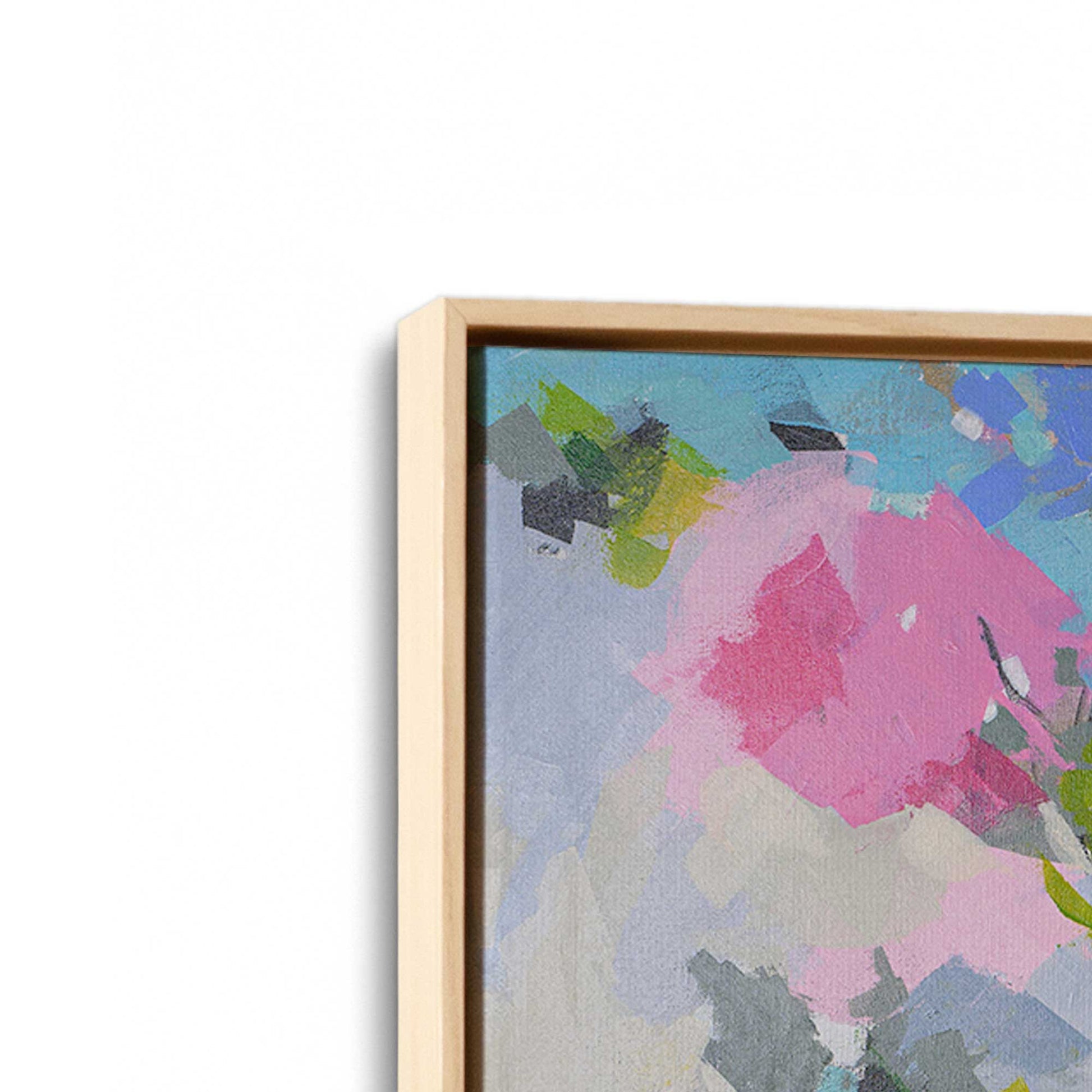 [Color:American Maple], Picture of art in a American Maple frame at an angle