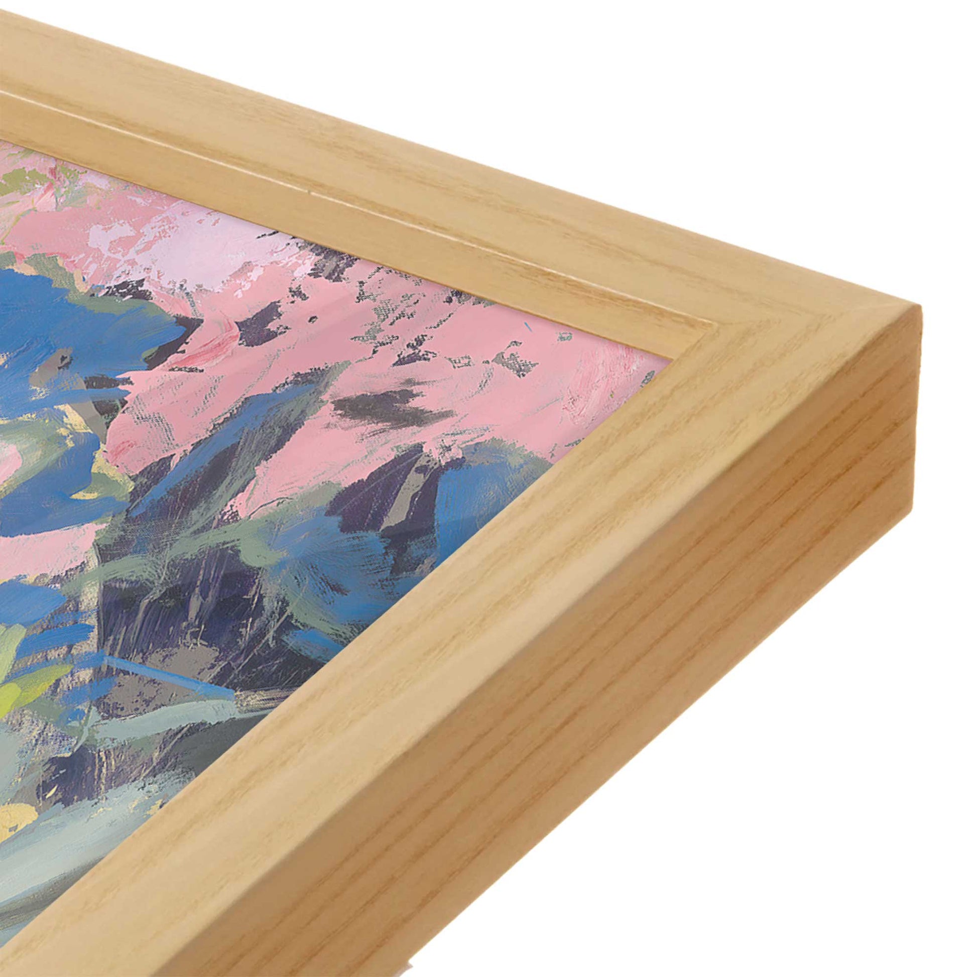 [Color:American Maple], Picture of art in a American Maple frame at an angle