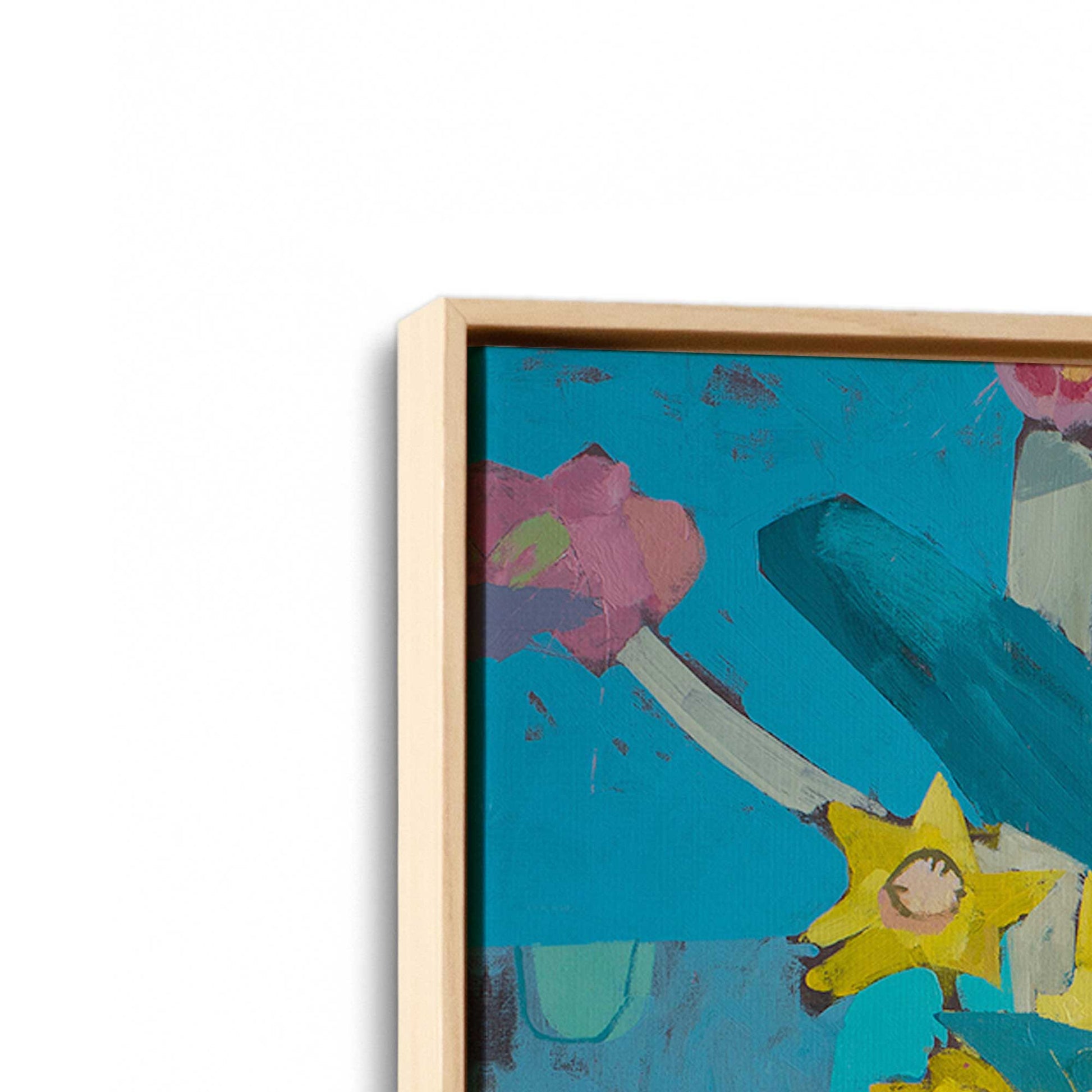 [Color:American Maple], Picture of art in a American Maple frame at an angle