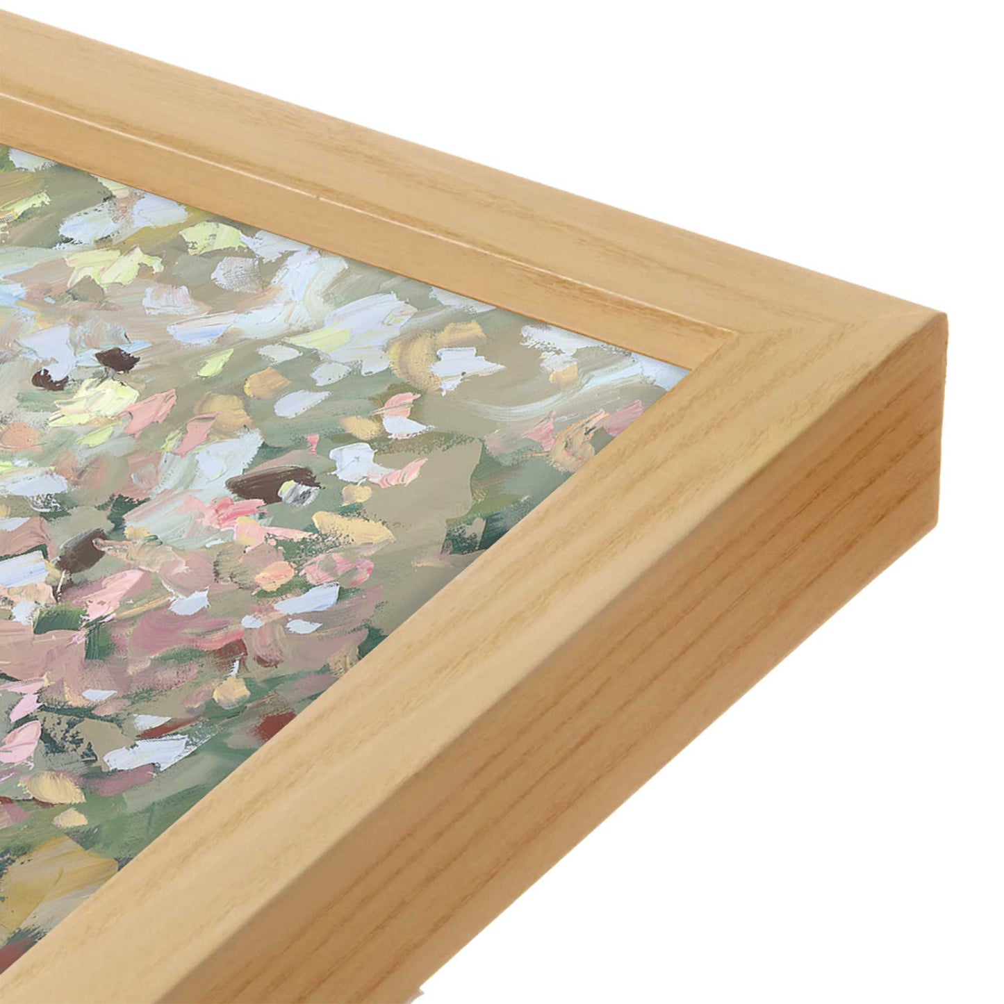[Color:American Maple], Picture of art in a American Maple frame at an angle