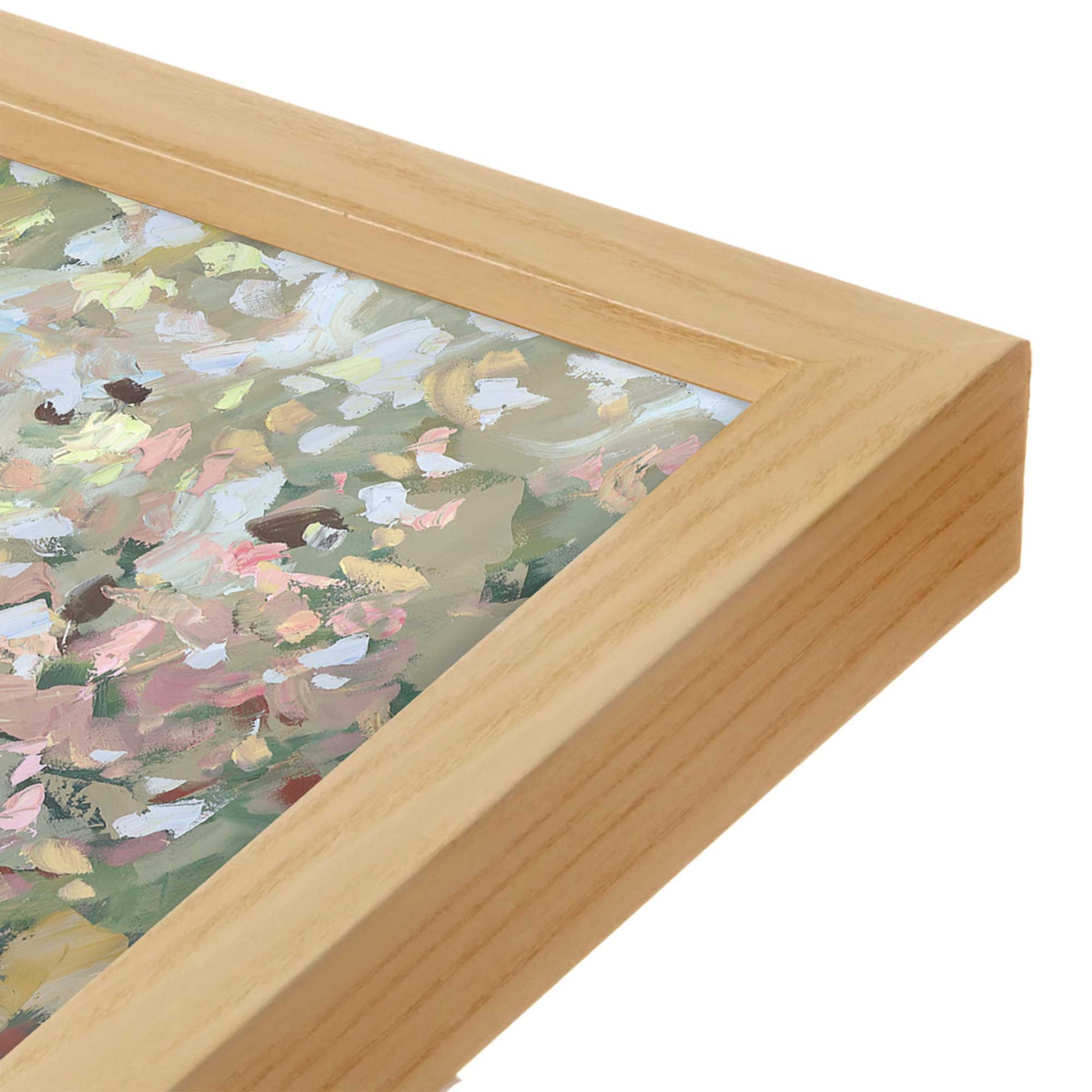 [Color:American Maple], Picture of art in a American Maple frame at an angle