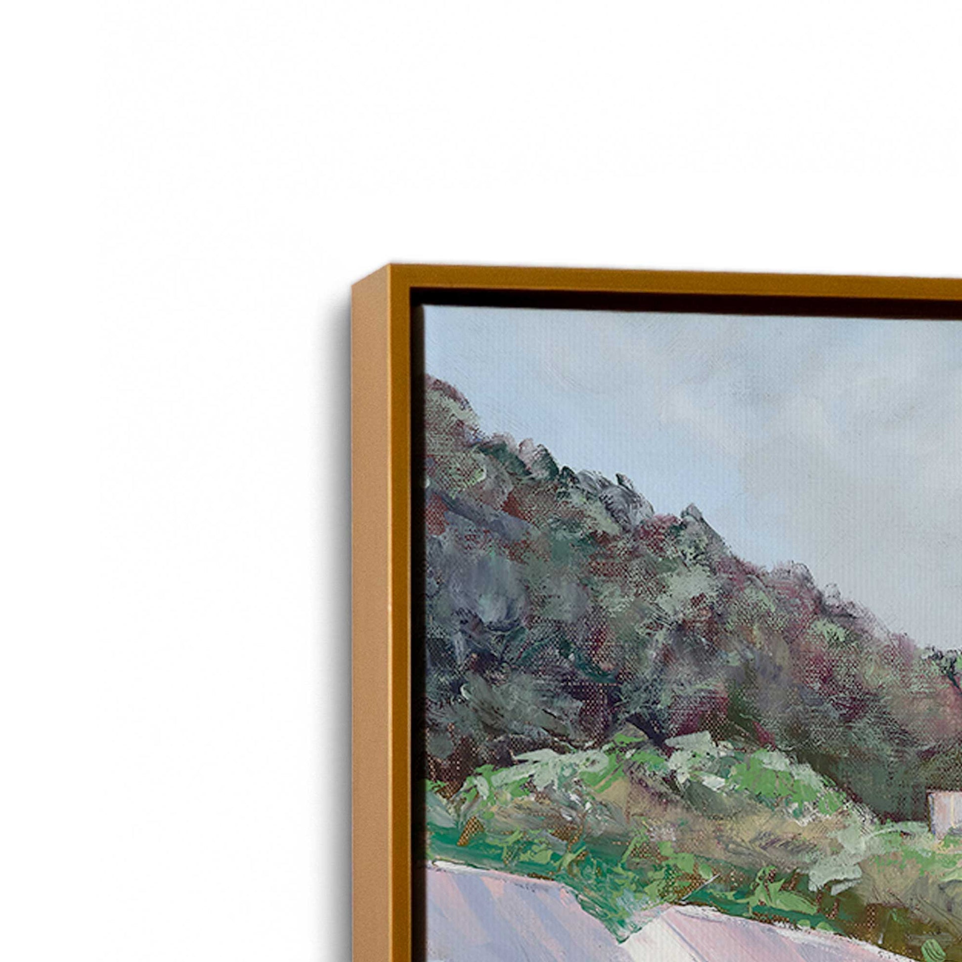 [Color:Polished Gold], Picture of art in a Polished Gold frame at an angle