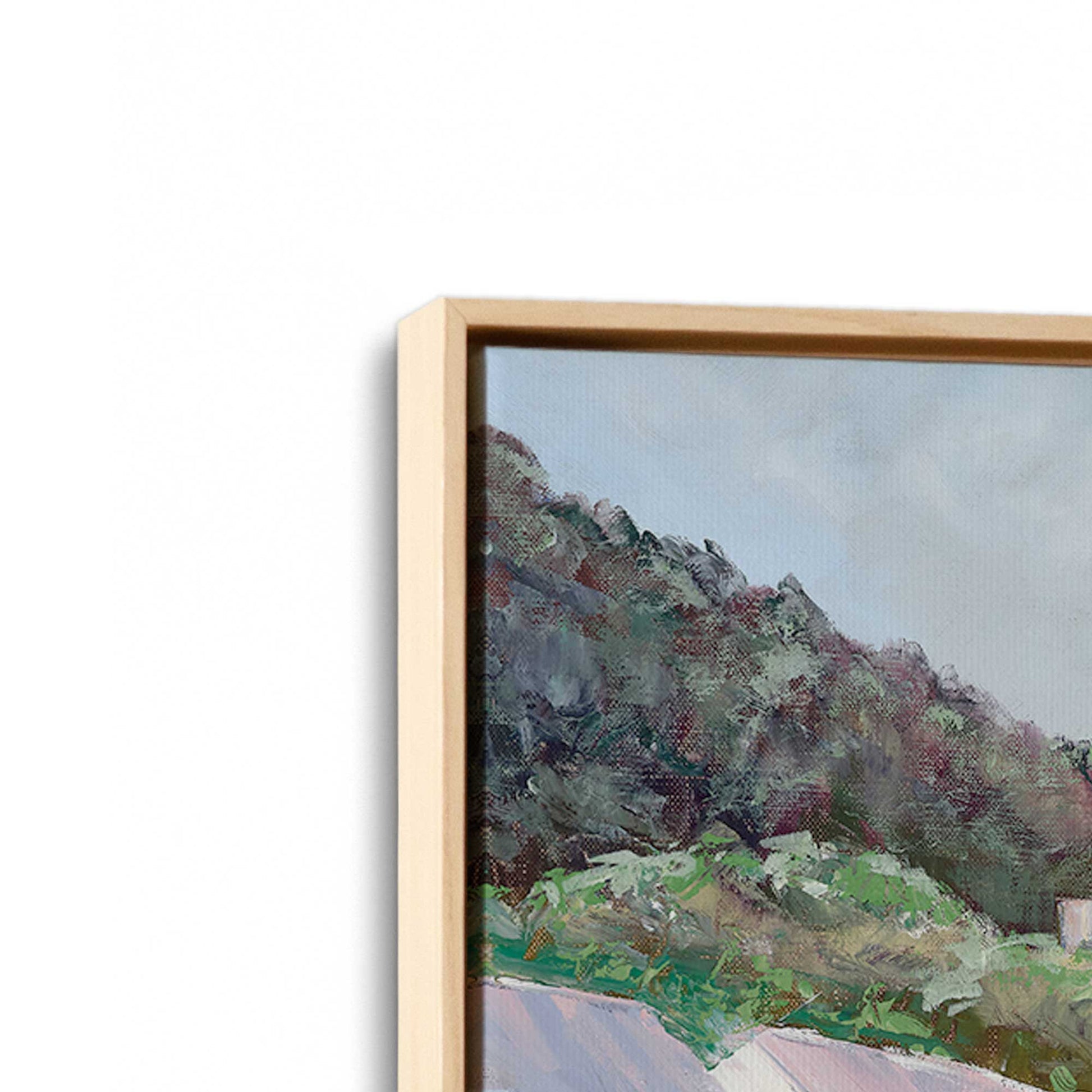[Color:American Maple], Picture of art in a American Maple frame at an angle