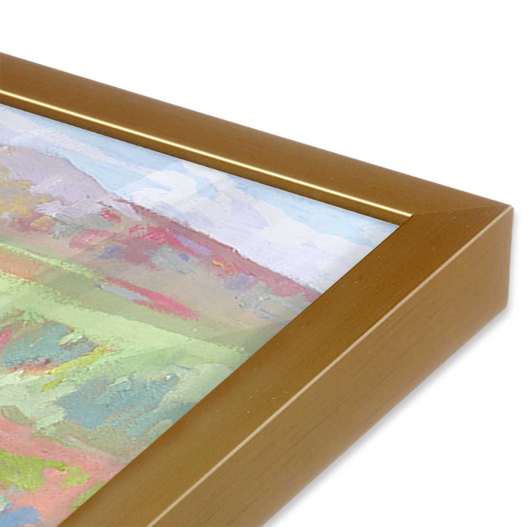 [Color:Polished Gold], Picture of art in a Polished Gold frame at an angle