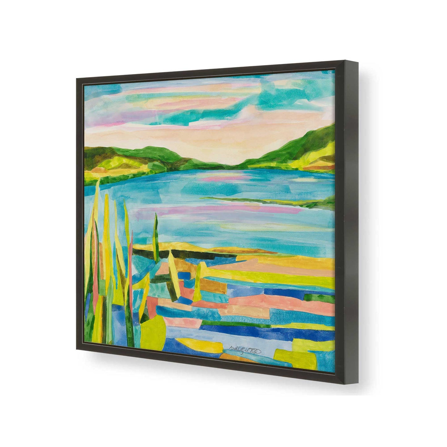 [Color:Satin Black], Picture of art in a Satin Black frame of the corner