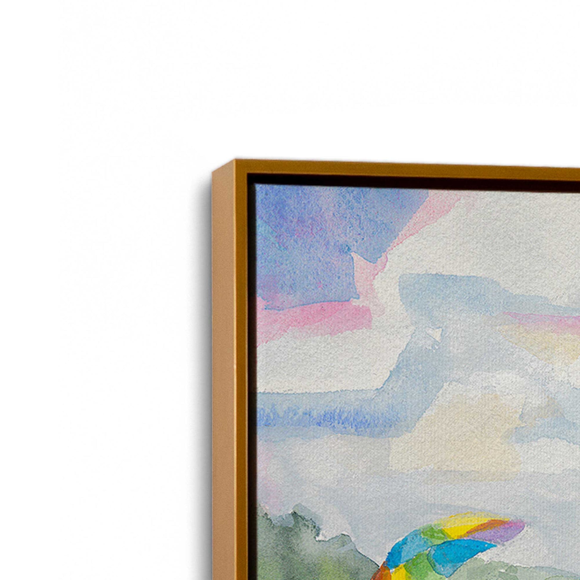 [Color:Polished Gold], Picture of art in a Polished Gold frame at an angle
