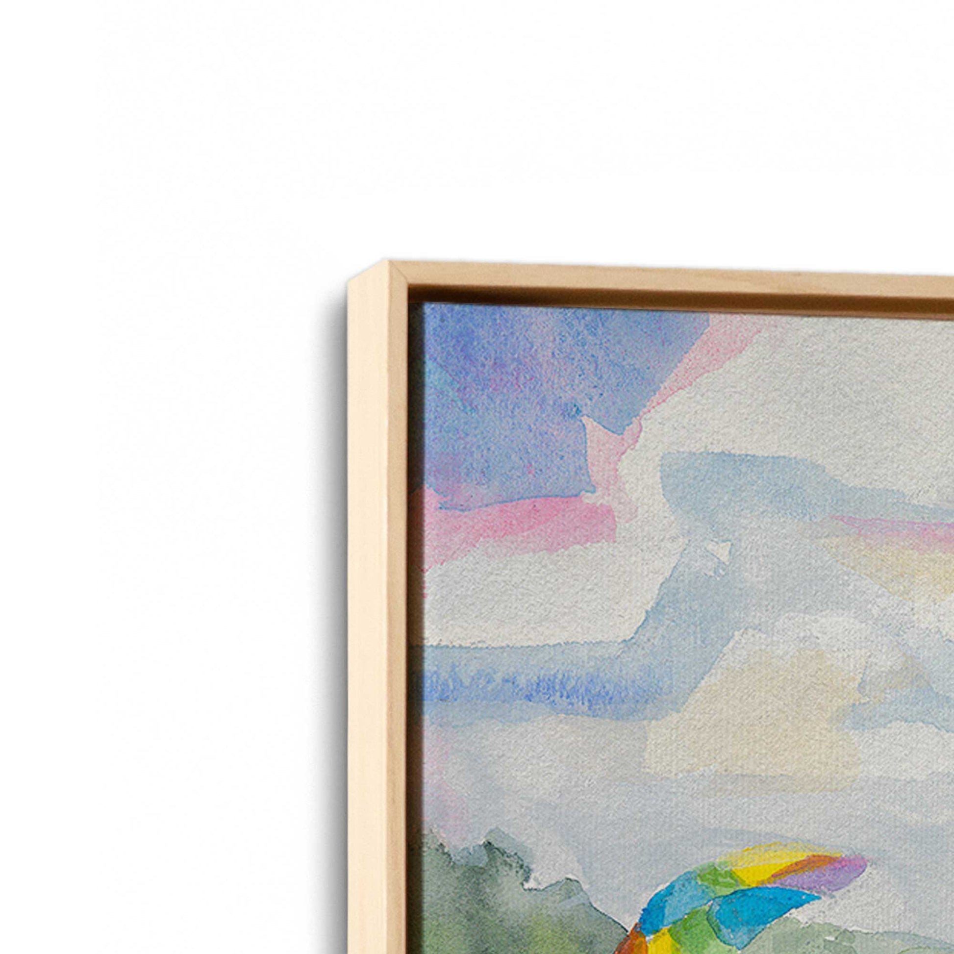 [Color:American Maple], Picture of art in a American Maple frame at an angle