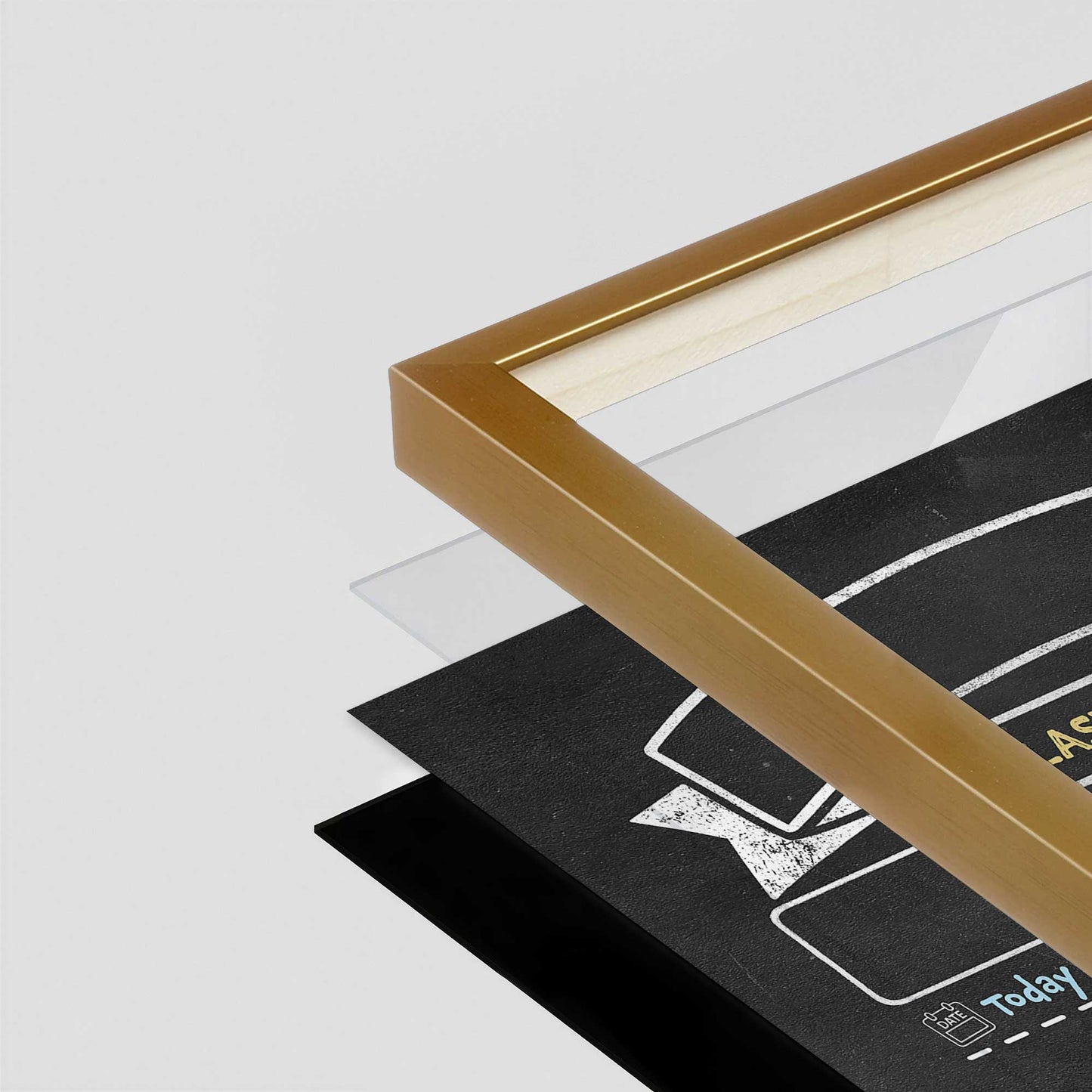 [Color:Polished Gold], Picture of art in a Polished Gold frame at an angle