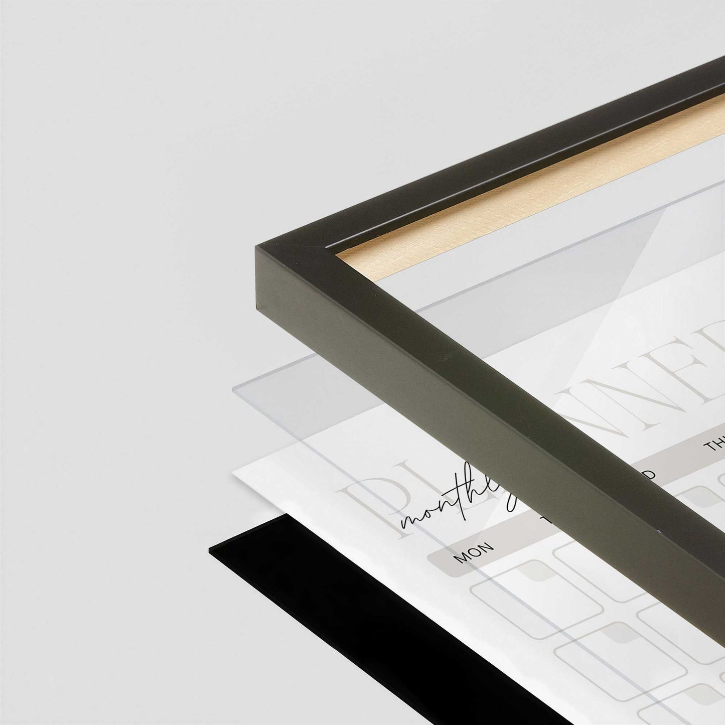 [Color:Satin Black], Picture of art in a Satin Black frame at an angle