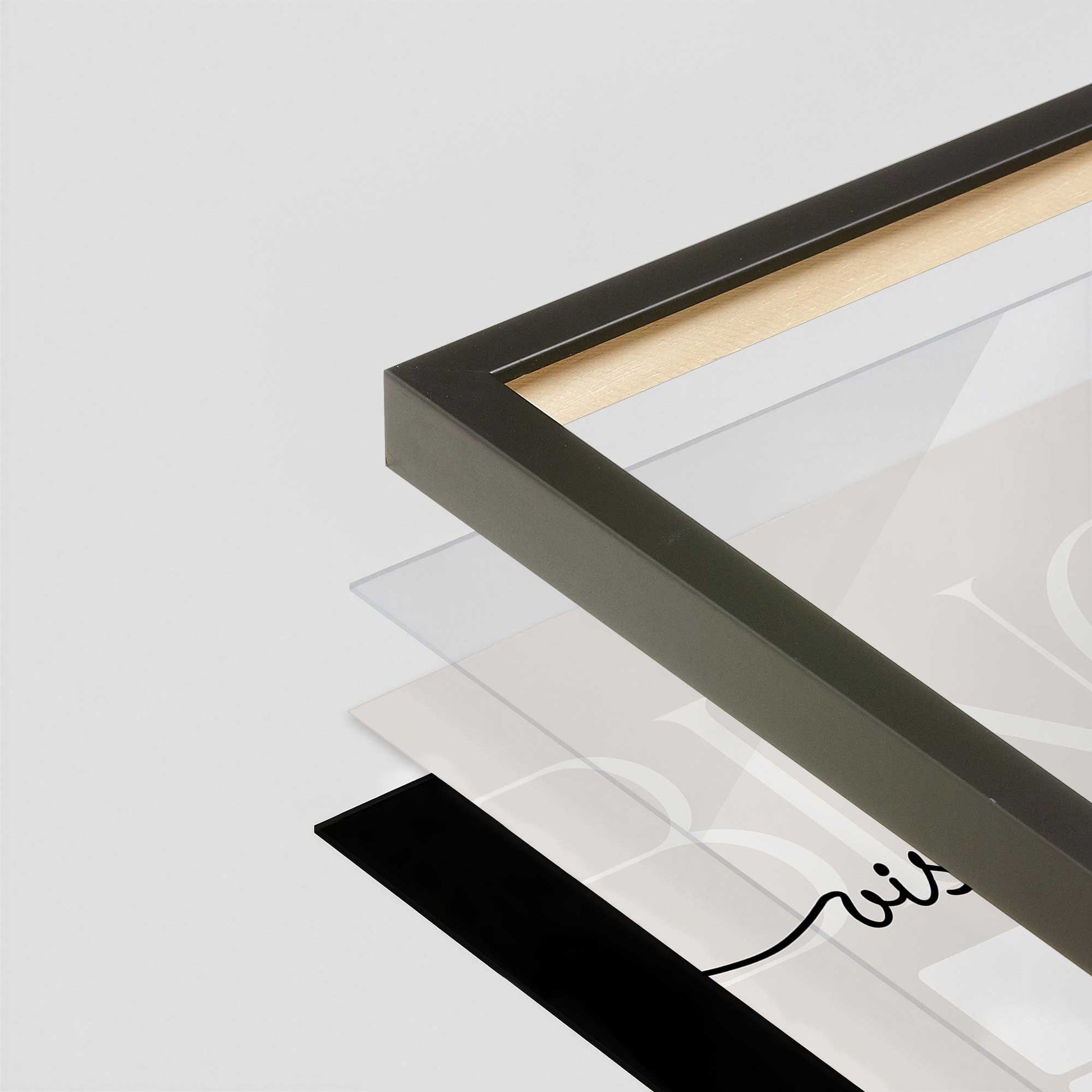 [Color:Satin Black], Picture of art in a Satin Black frame at an angle