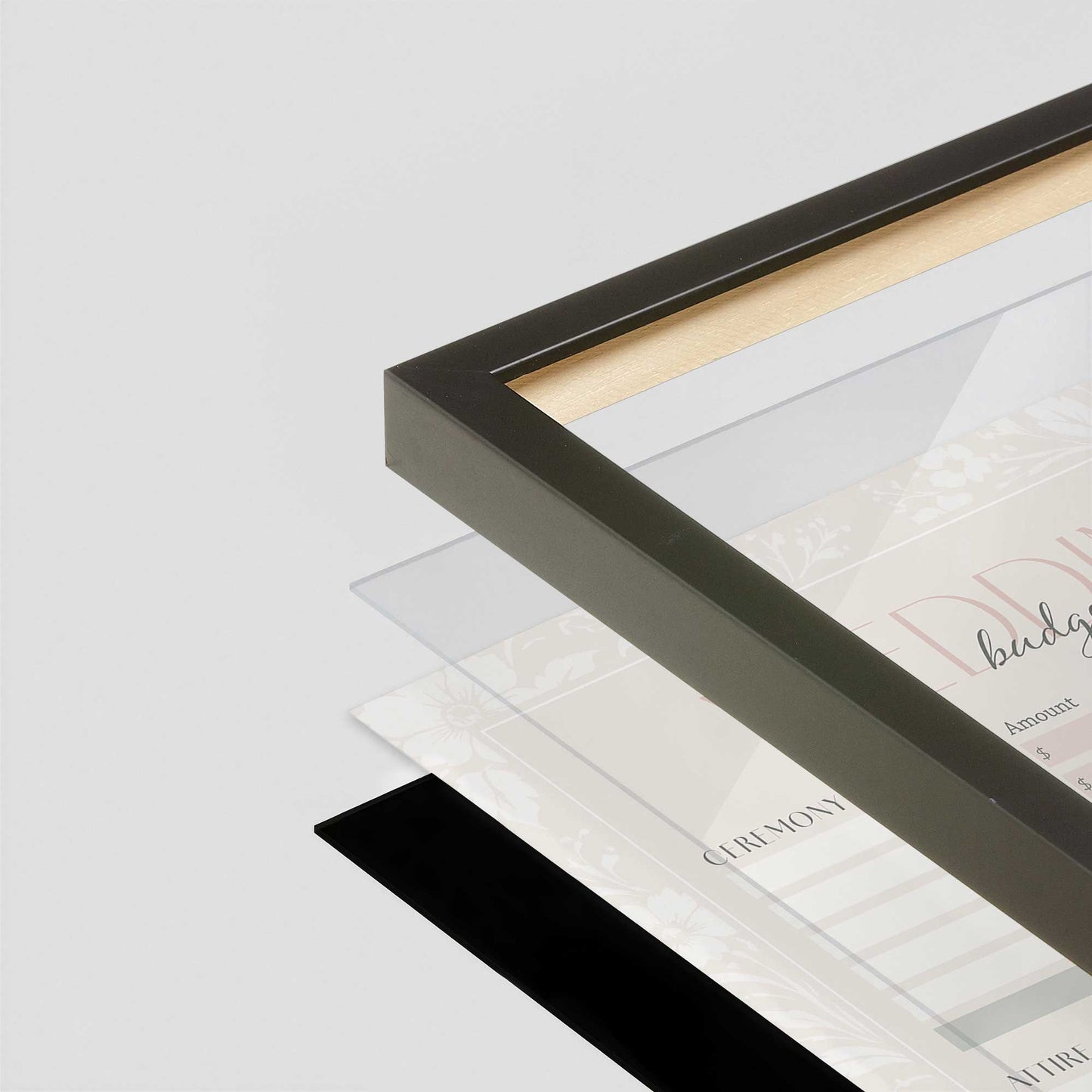 [Color:Satin Black], Picture of art in a Satin Black frame at an angle