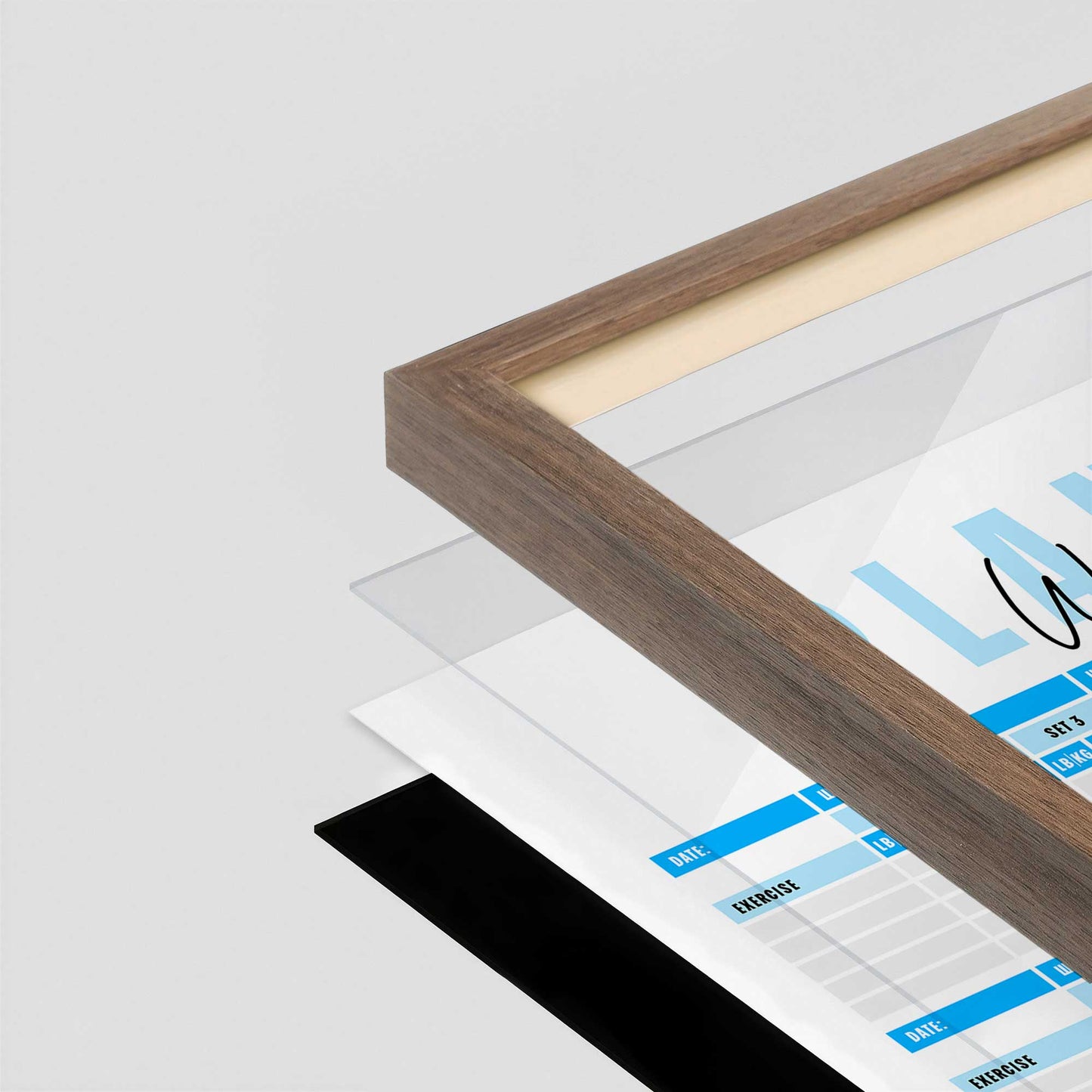 [Color:Walnut], Picture of art in a Walnut frame at an angle