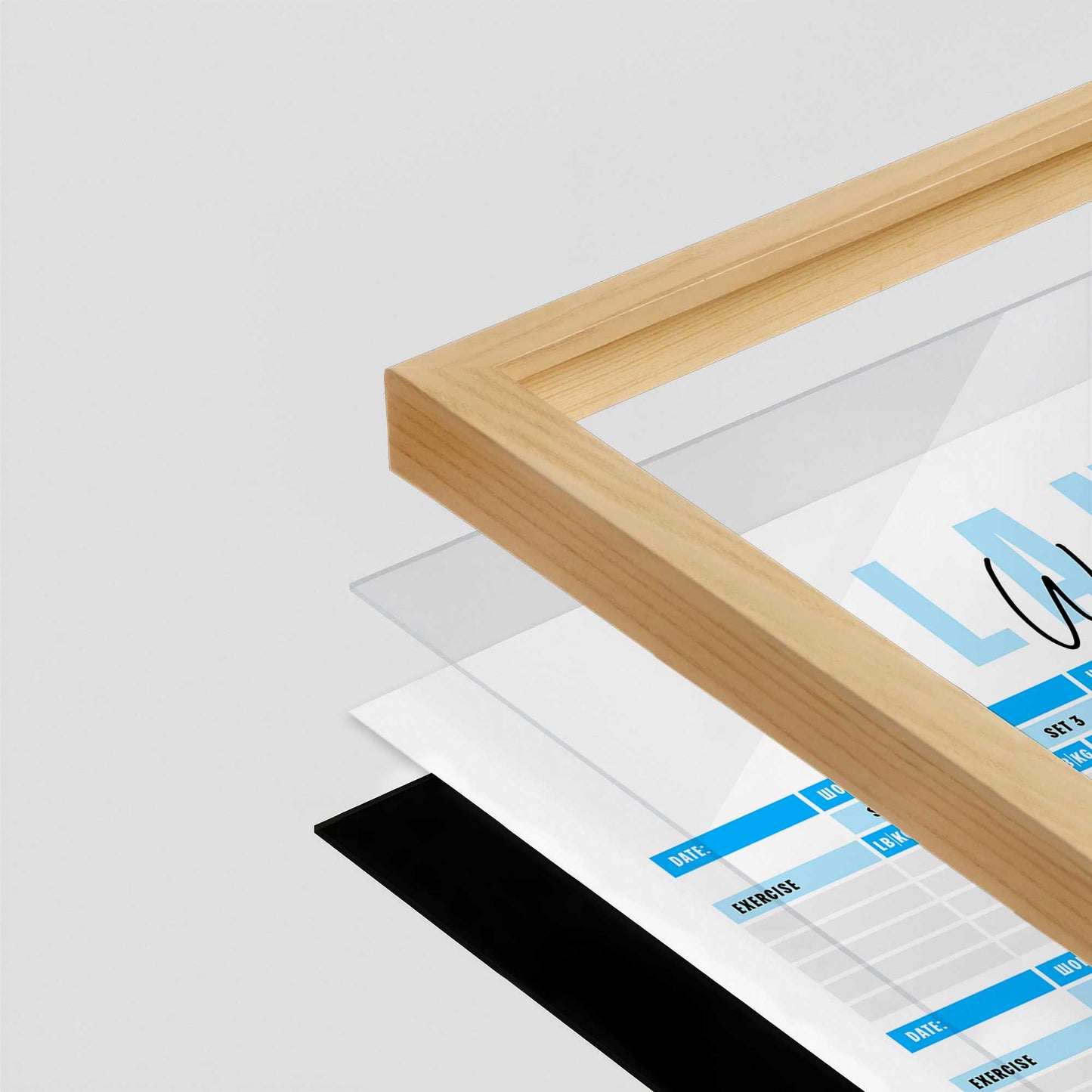 [Color:American Maple], Picture of art in a American Maple frame at an angle
