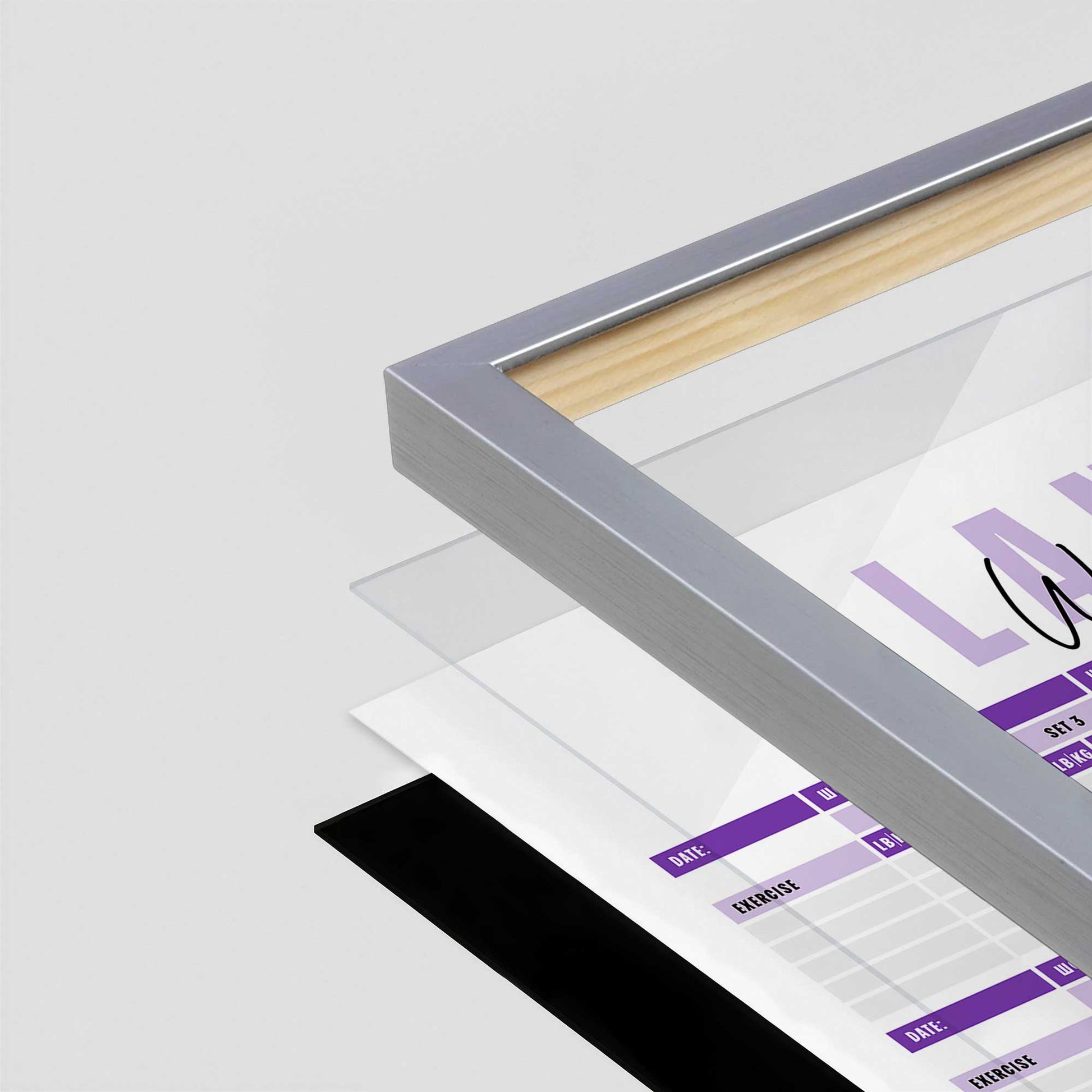 [Color:Polished Chrome], Picture of art in a Polished Chrome frame at an angle