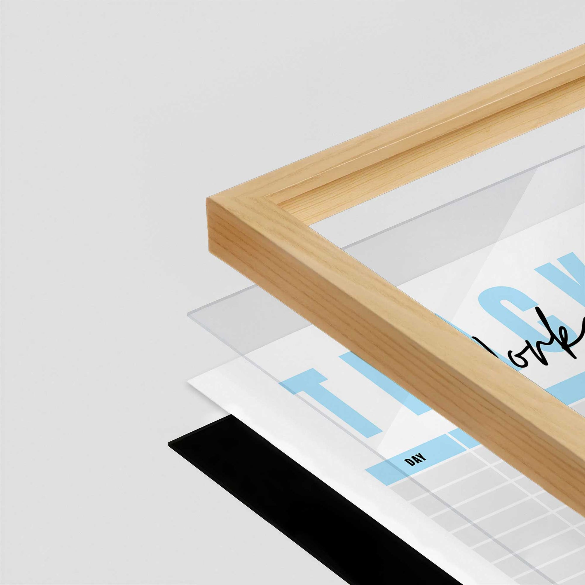 [Color:American Maple], Picture of art in a American Maple frame at an angle