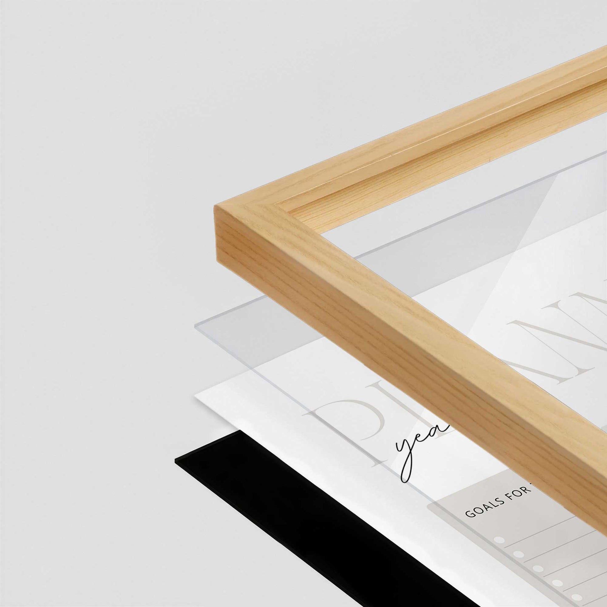 [Color:American Maple], Picture of art in a American Maple frame at an angle