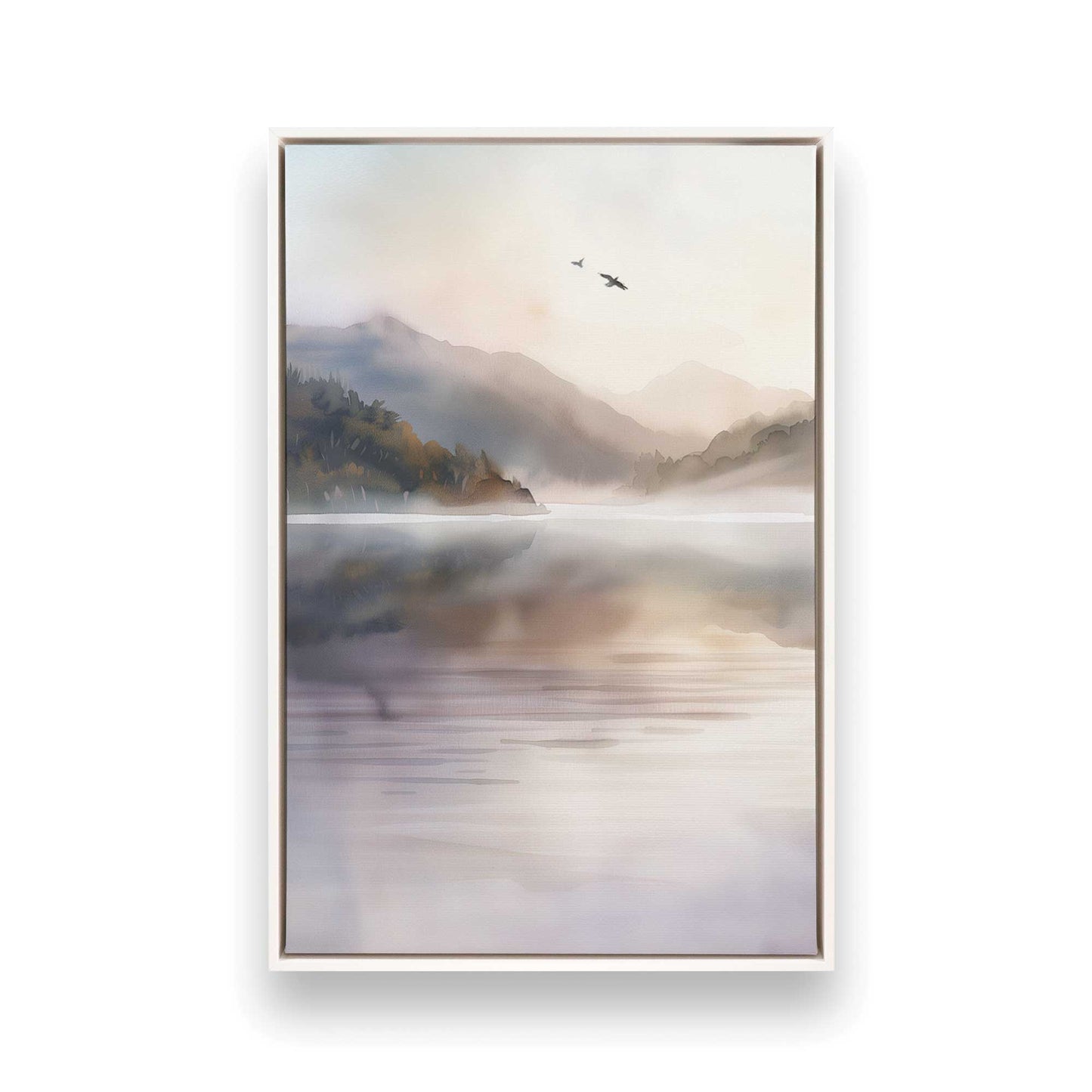 Misty Morning Lake Duo v1 Canvas Print, Set of 2