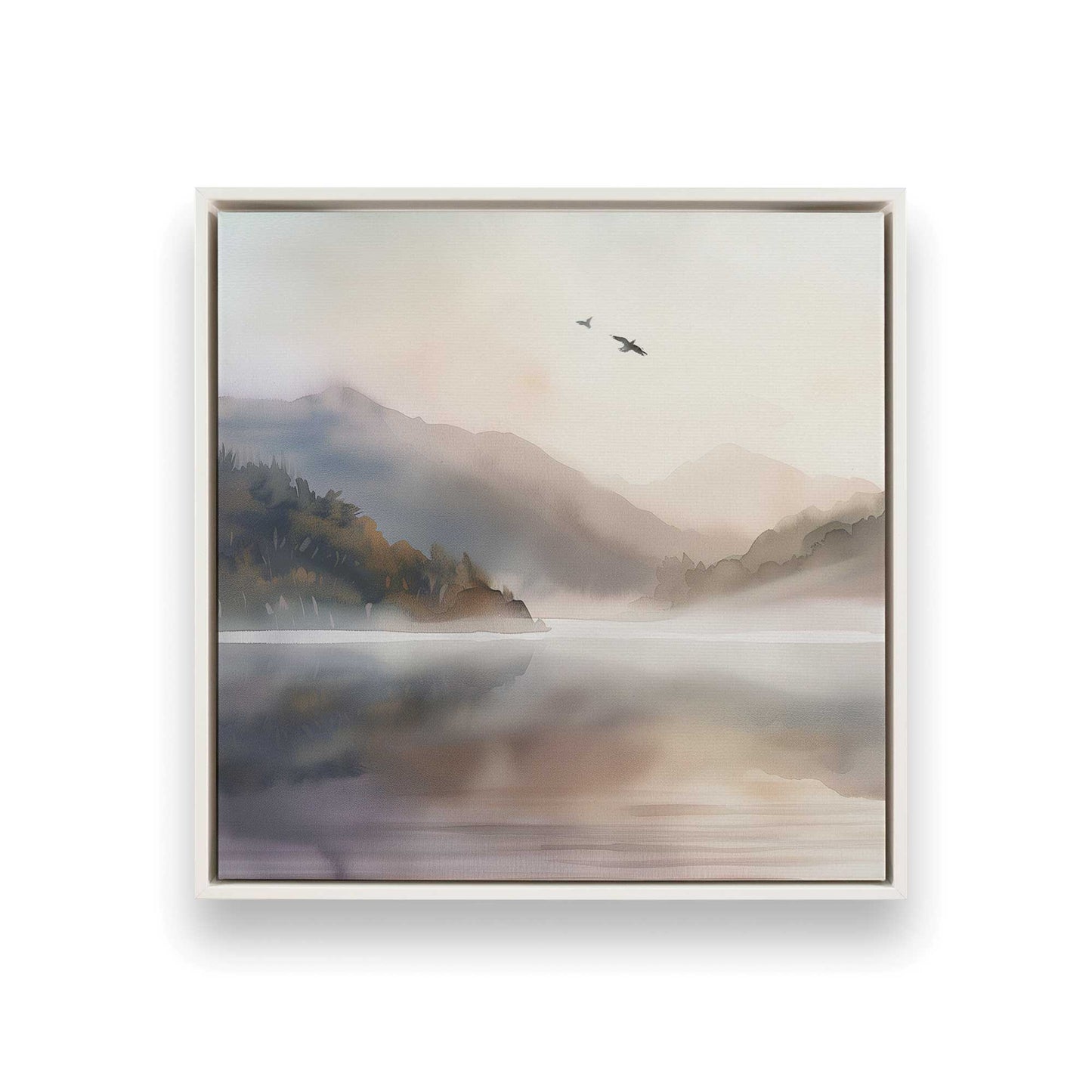 Misty Morning Lake Duo v2 Art Print, Set of 2