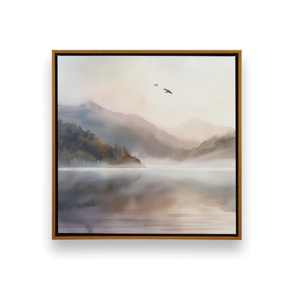Misty Morning Lake Duo v2 Art Print, Set of 2