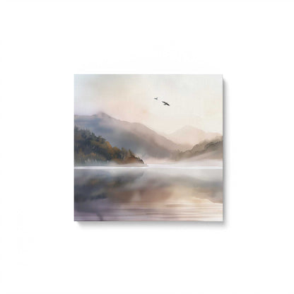 Misty Morning Lake Duo v2 Art Print, Set of 2