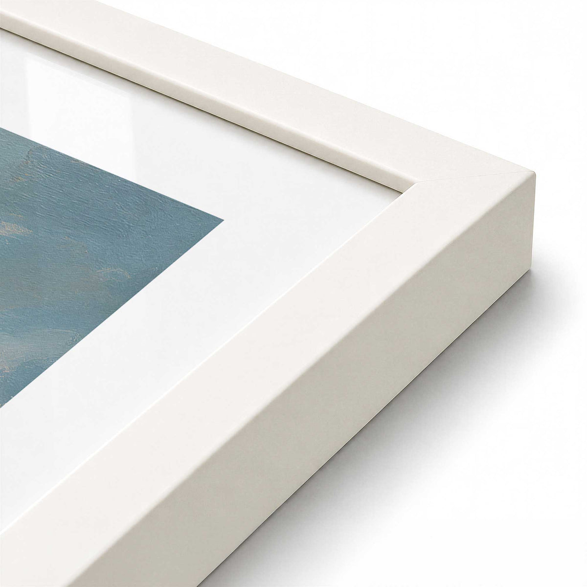 [Color:Opaque White], Picture of art in a Polished Chrome frame at an angle