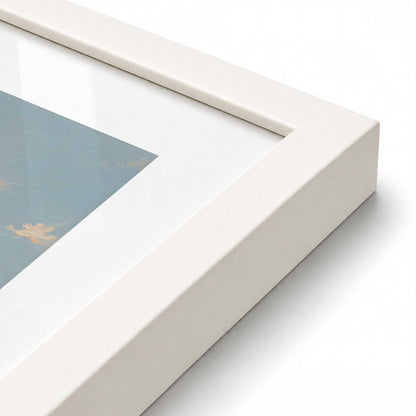 [Color:Opaque White], Picture of art in a Polished Chrome frame at an angle