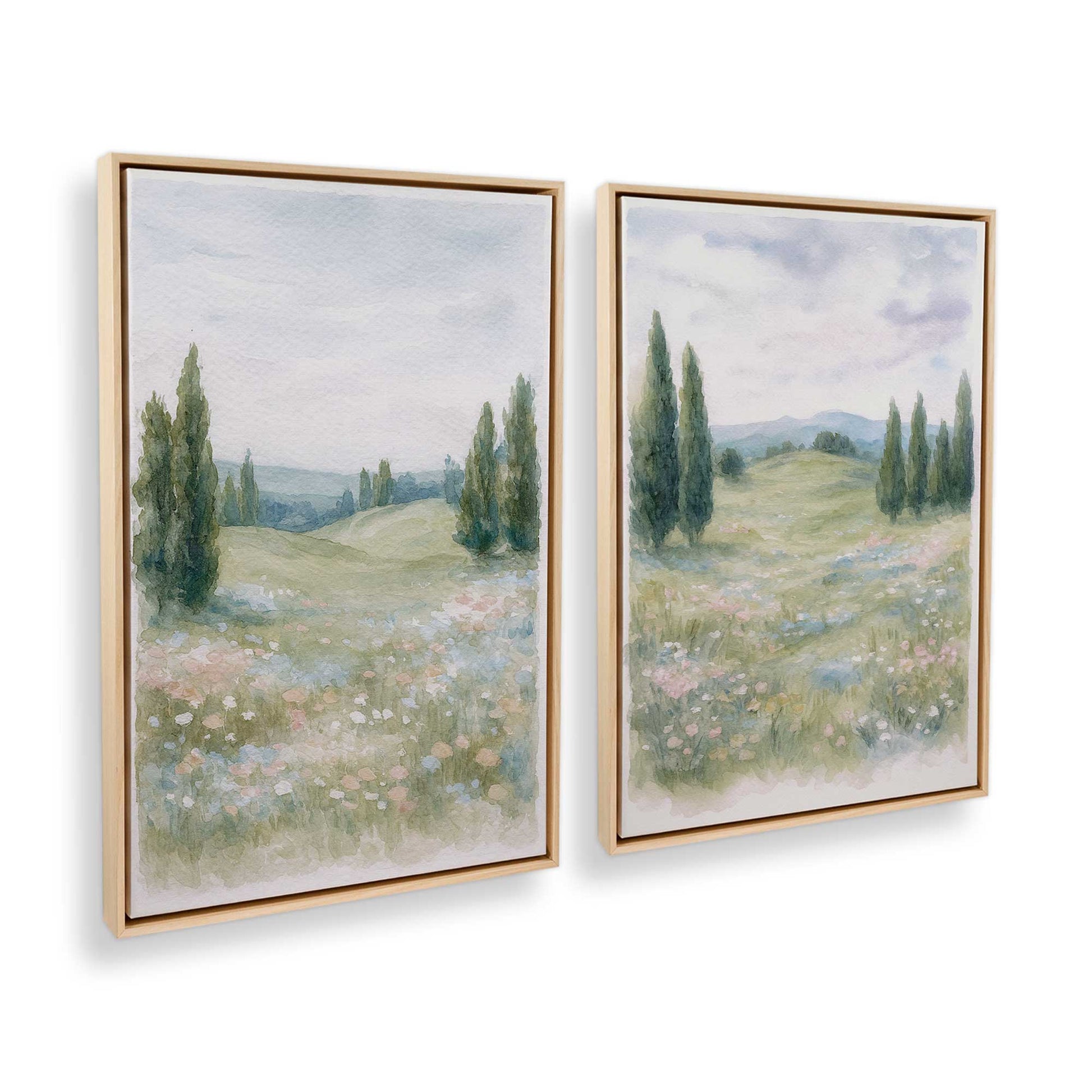 [Color:American Maple], Picture of art in a American Maple frame at an angle