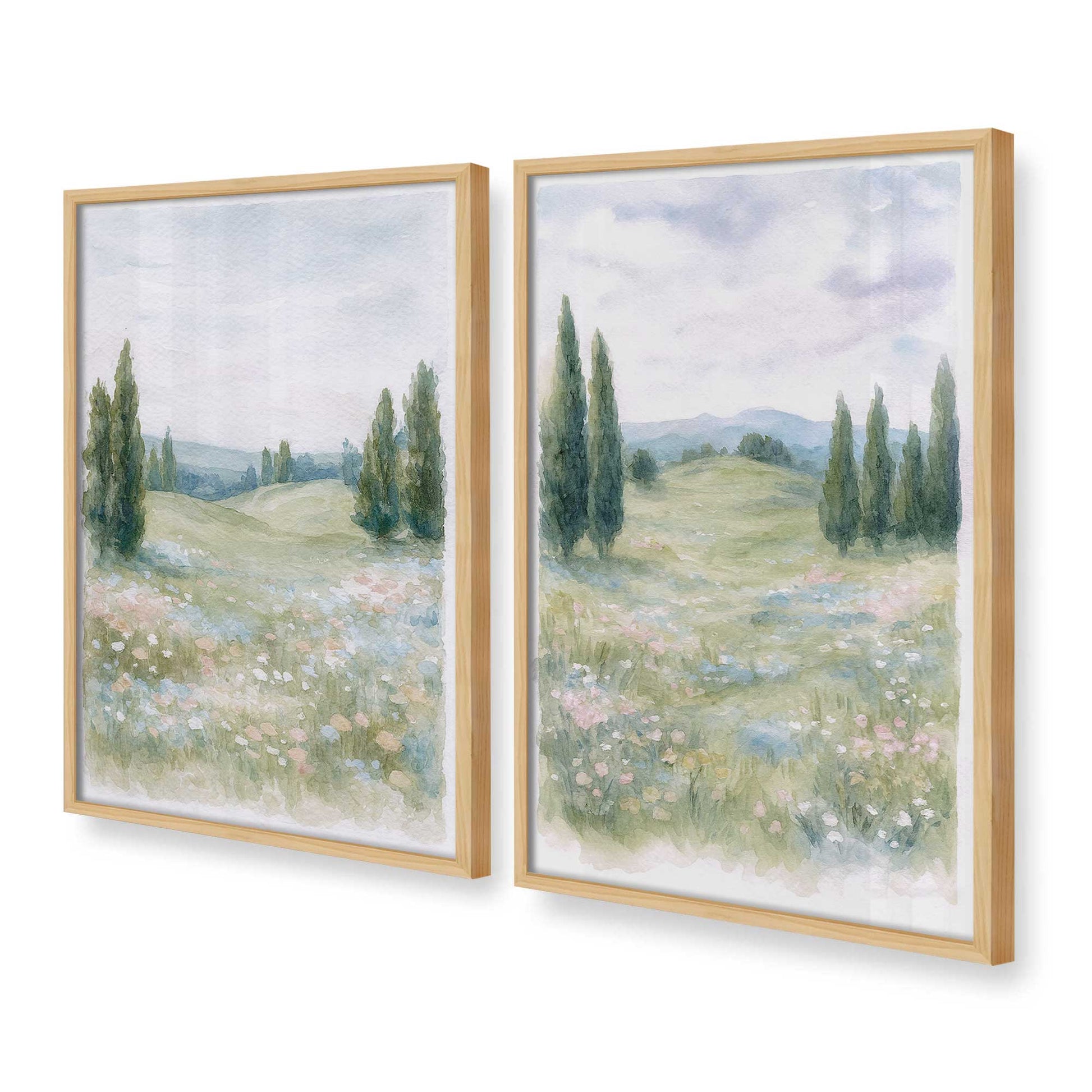 [Color:American Maple], Picture of art in a American Maple frame at an angle