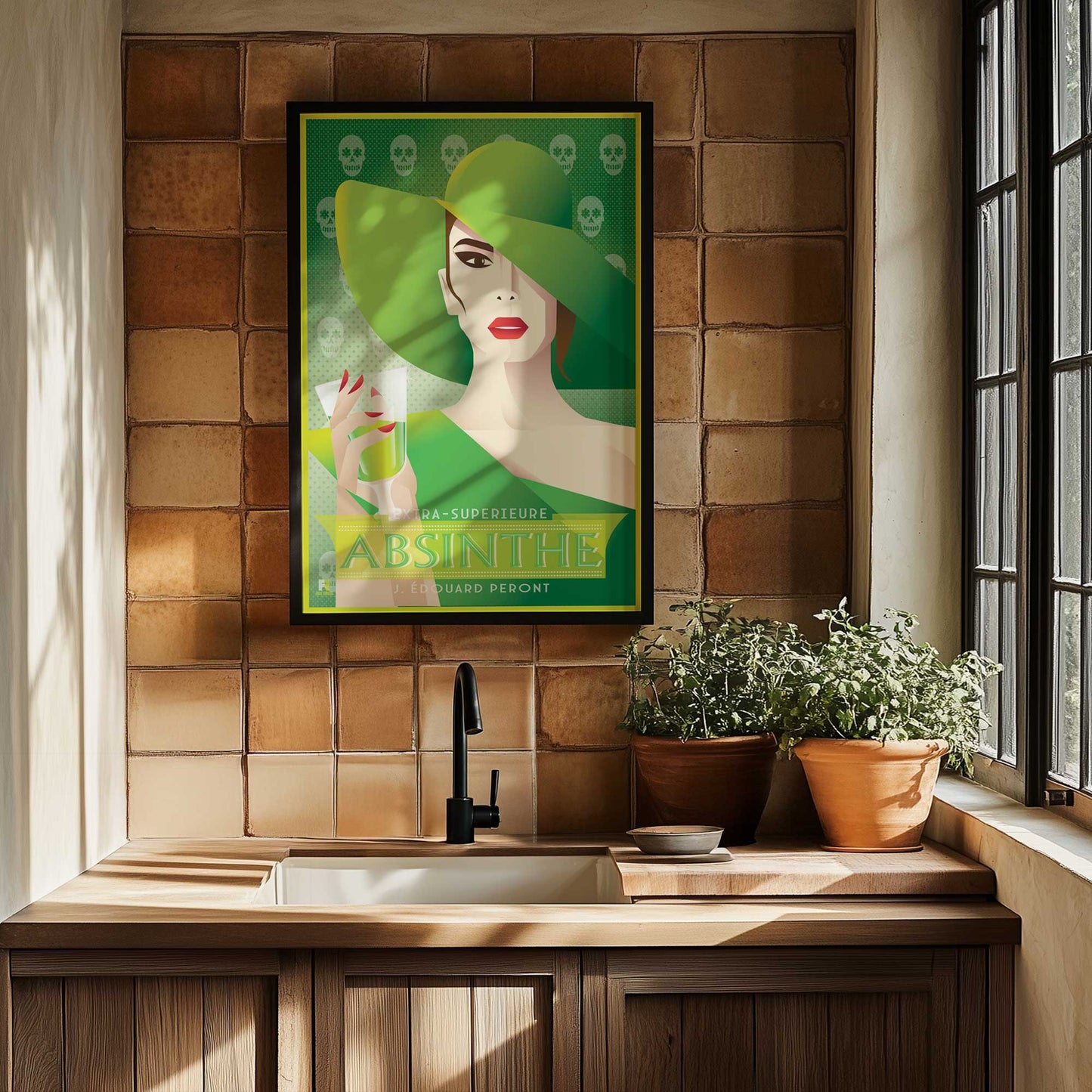 [Color:Polished Chrome], Picture of art in a Polished Chrome frame at an angle