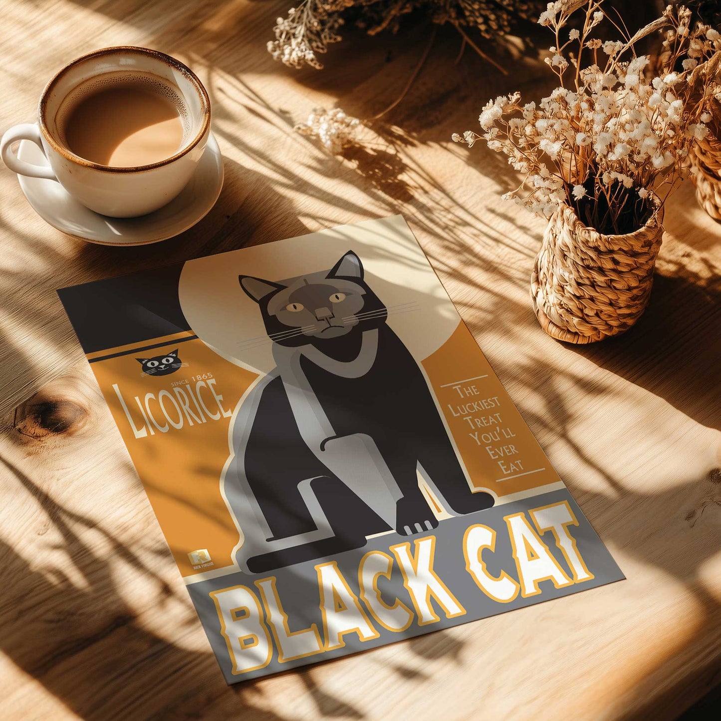 Black Cat Candy Paper Print