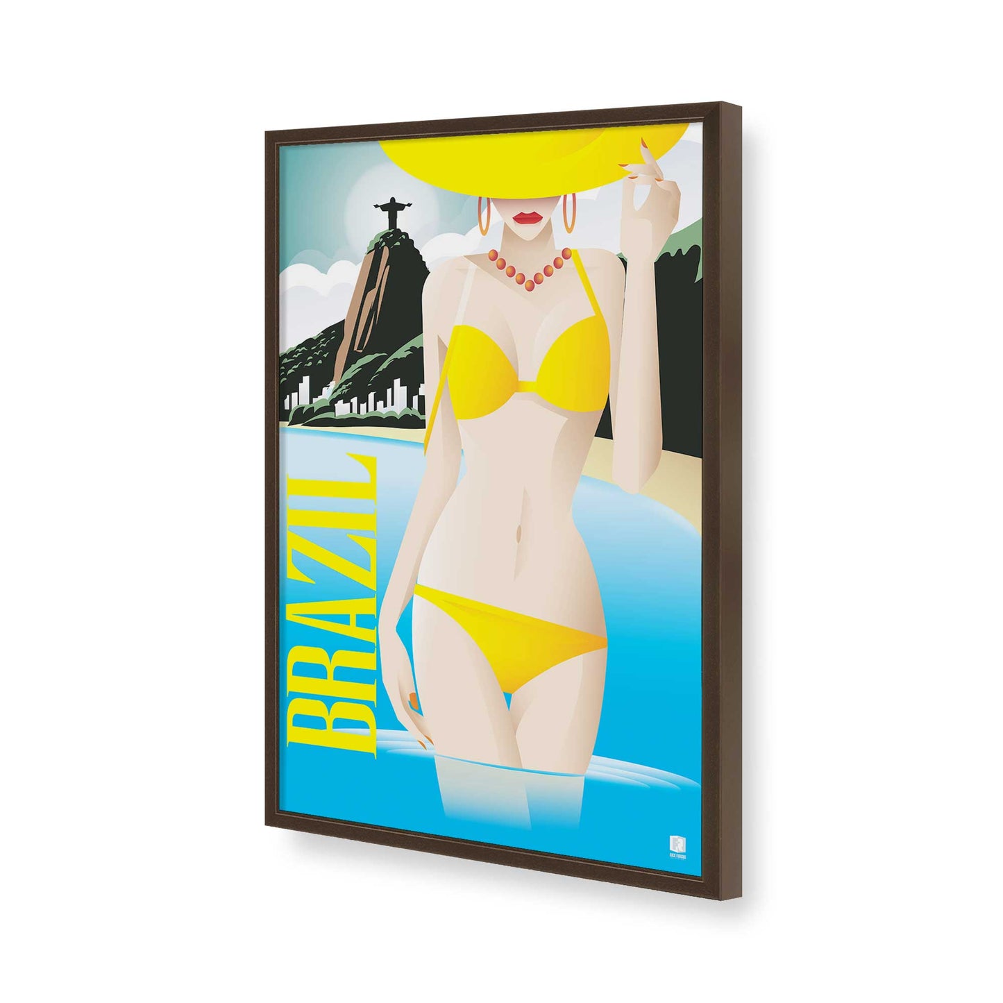 [Color:Brown], Picture of art in a Brown frame of the corner