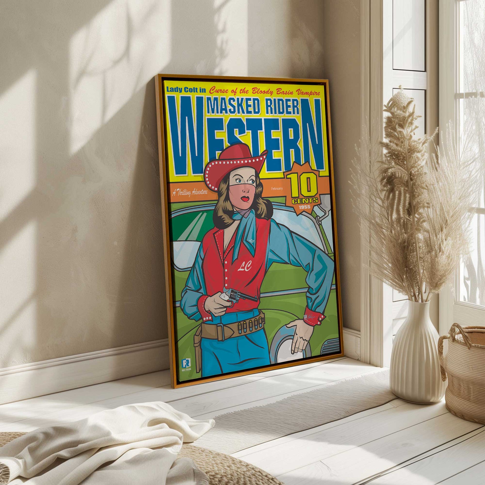 [Color:American Maple], Picture of art in a American Maple frame at an angle